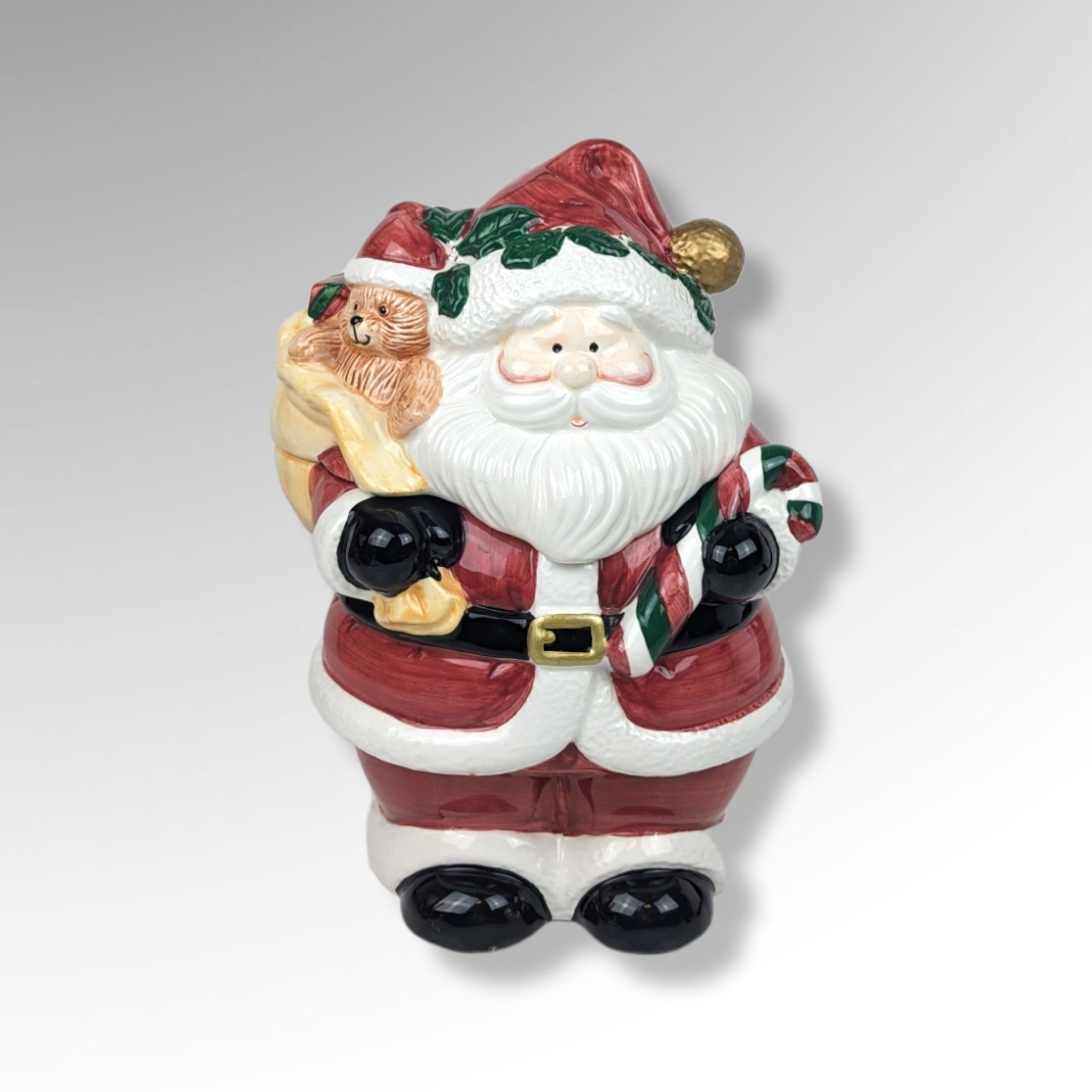 Vintage 1991 Jay Ceramic Santa Cookie Jar | 10.5" Tall | Red & White | Christmas Decor | Festive Kitchen | Collector's Item