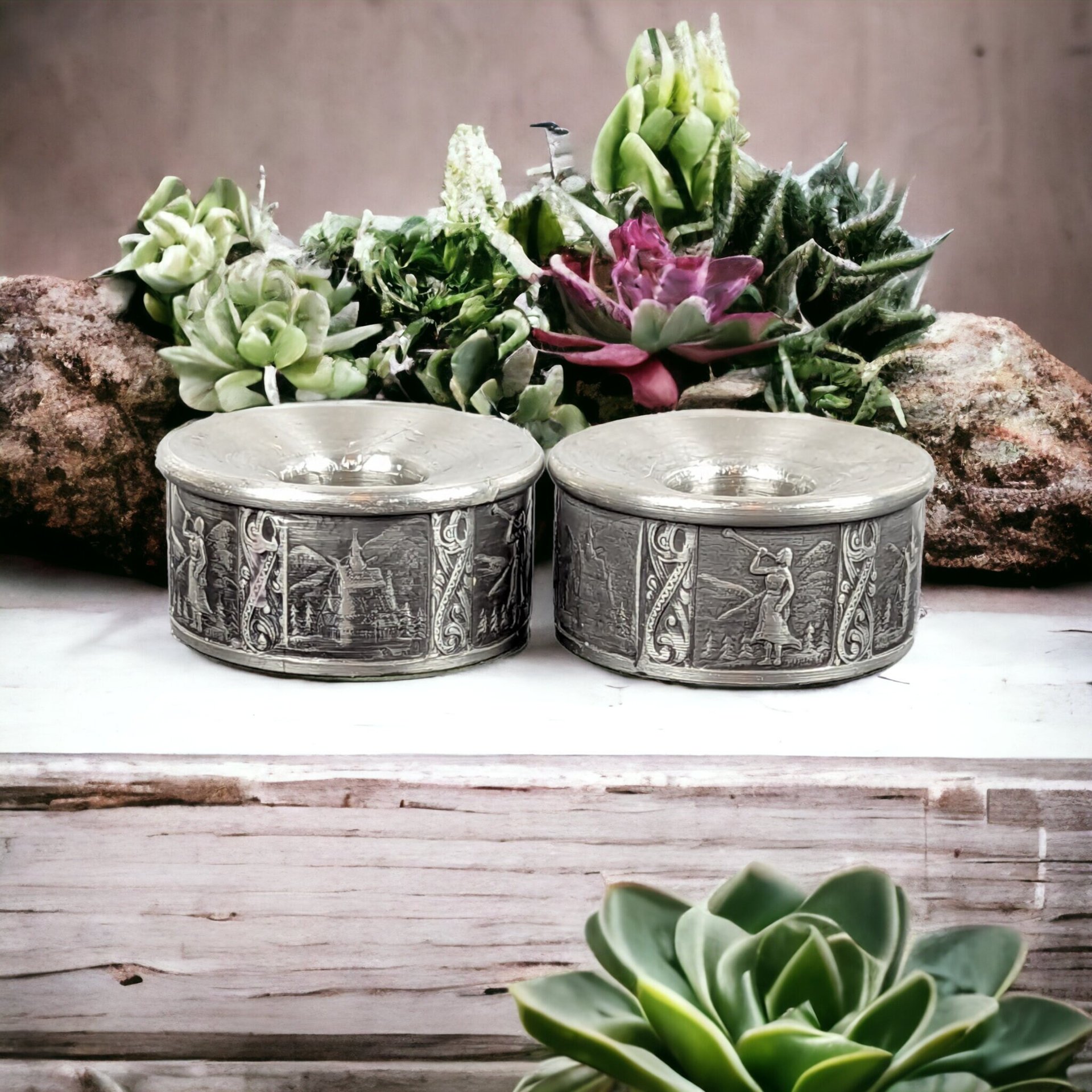 Elegant Pair of KYRR Norsk Pewter Taper Candle Holders