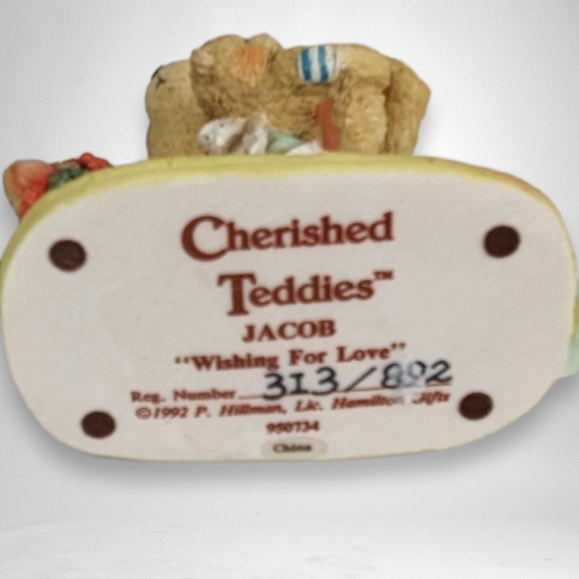 1992 Cherished Teddies Jacob "Wishing For Love" Collectible Figurine