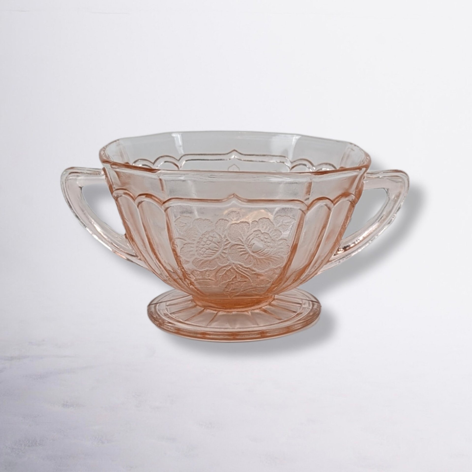 Anchor Hocking Mayfair Pink Depression Glass Cream and Sugar Set
