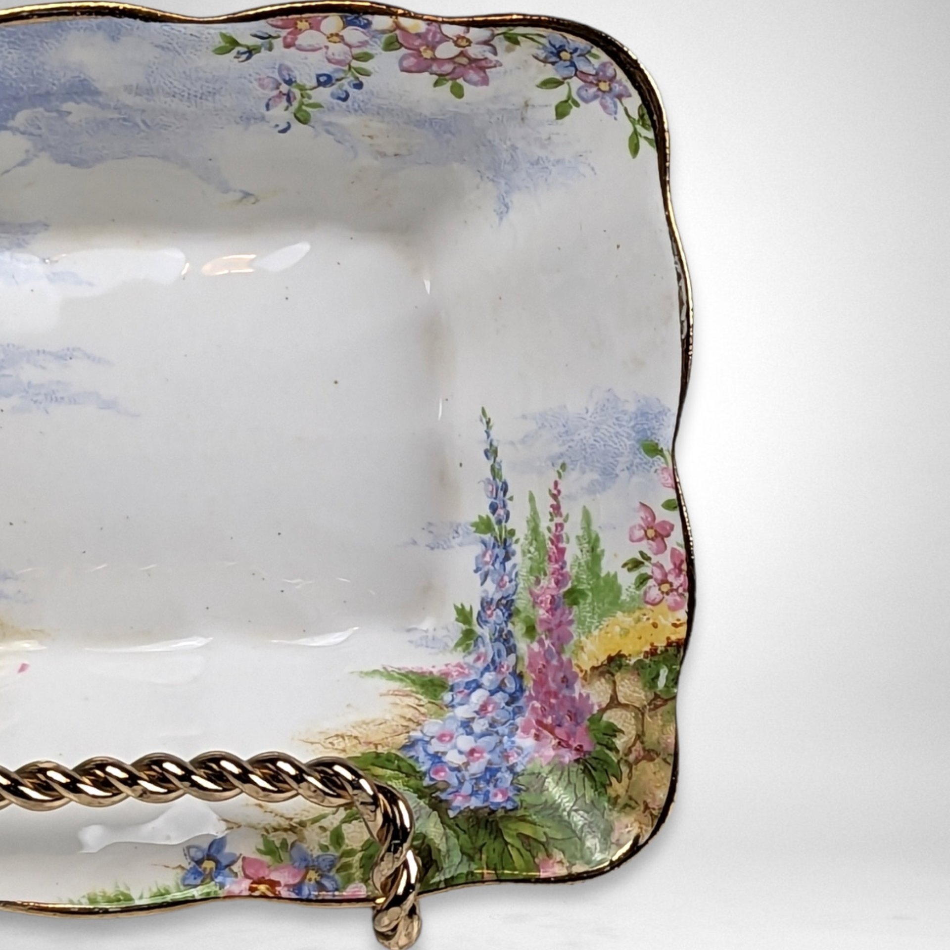 Royal Albert Kentish Rockery 5" Rectangular Sweet Meat/Trinket Dish: English Garden Elegance