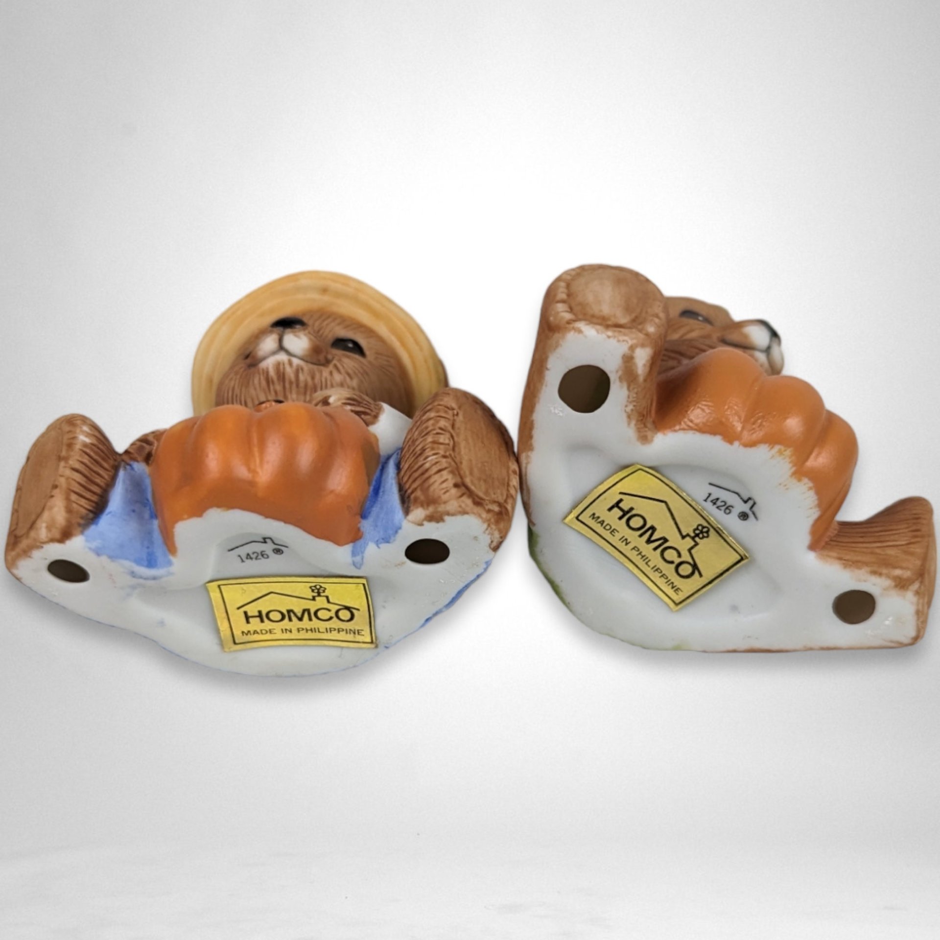 Set of 2 Homco Fall Bear Ceramic Figurines 1426