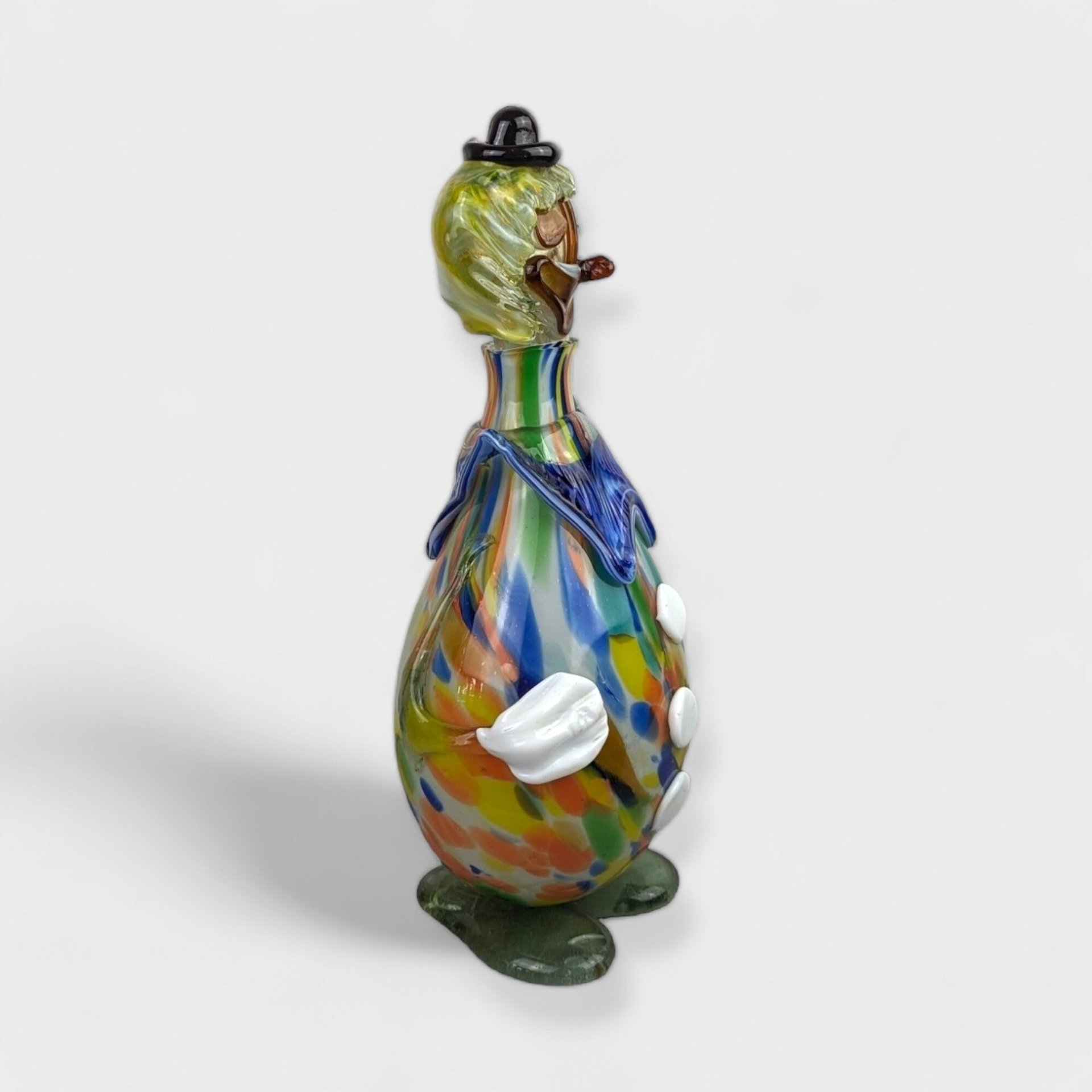 Vintage Art Glass Clown Decanter | 14" Tall | Whimsical Decor | Good Condition (Display Only)