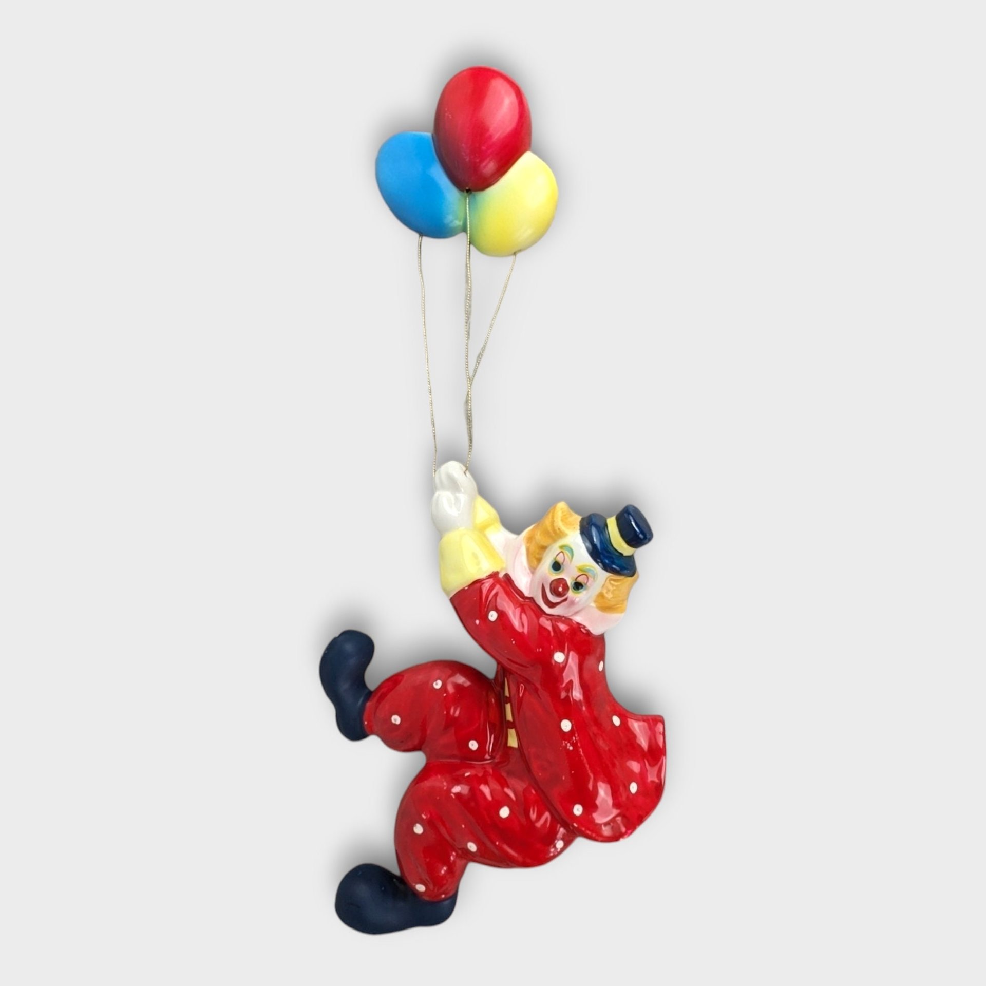 Vintage Ceramic Clown Wall Hanging | Balloons | Whimsical Decor | Very Good Condition