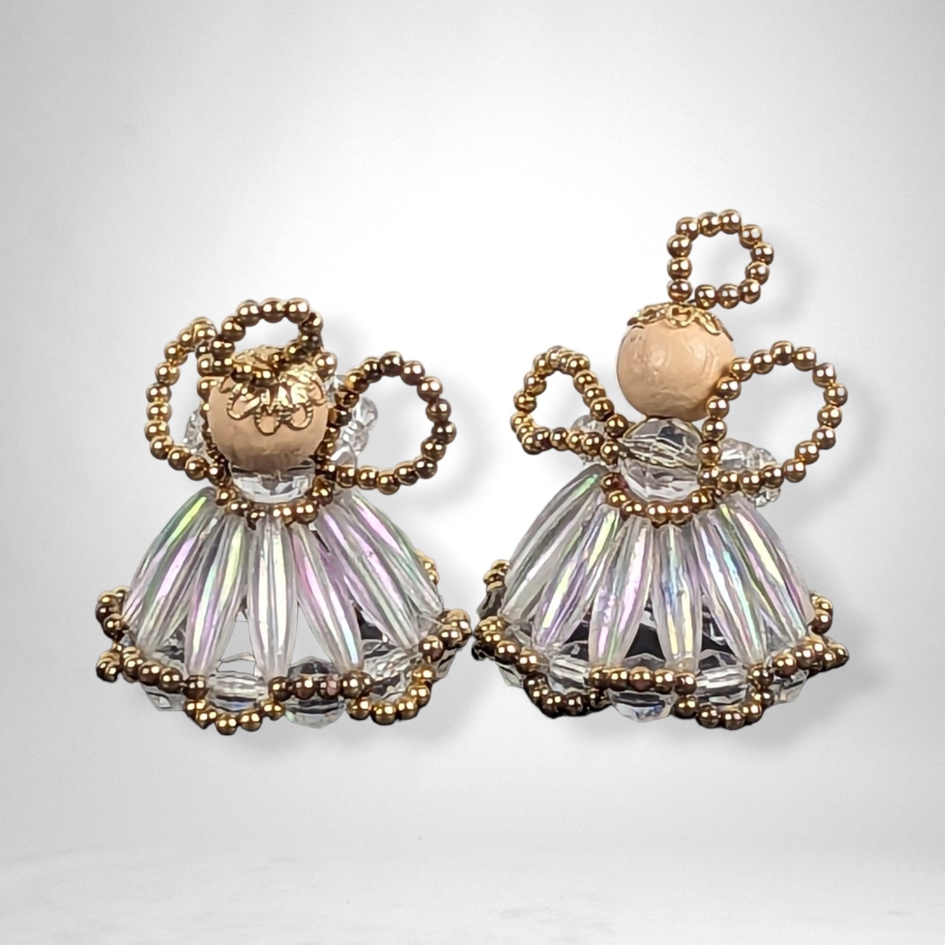 Pair of Handmade Beaded Angel Ornaments – Heavenly Holiday Decor