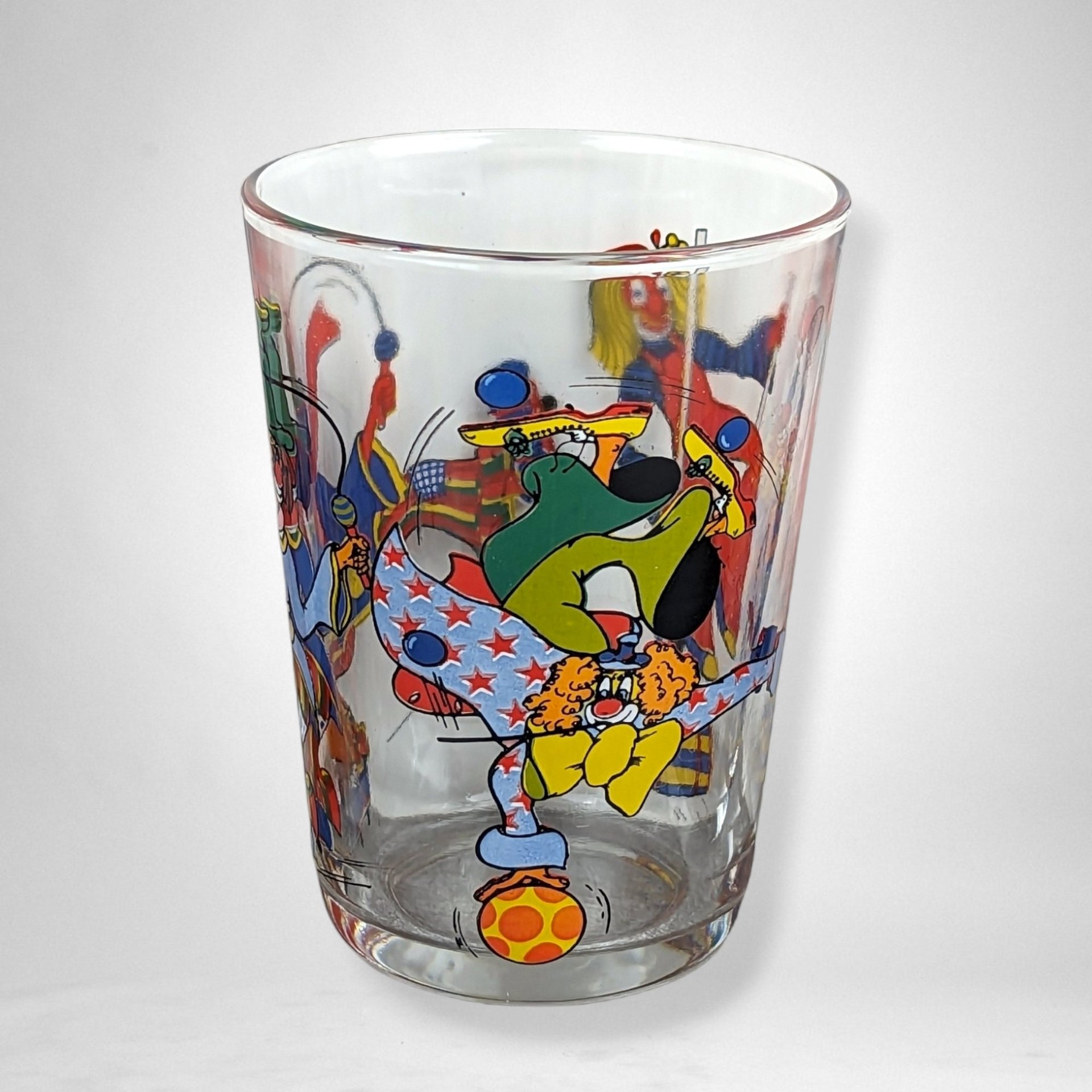 Set of 3 Vintage Carnival Clown Glasses - Retro Circus-Themed Drinkware