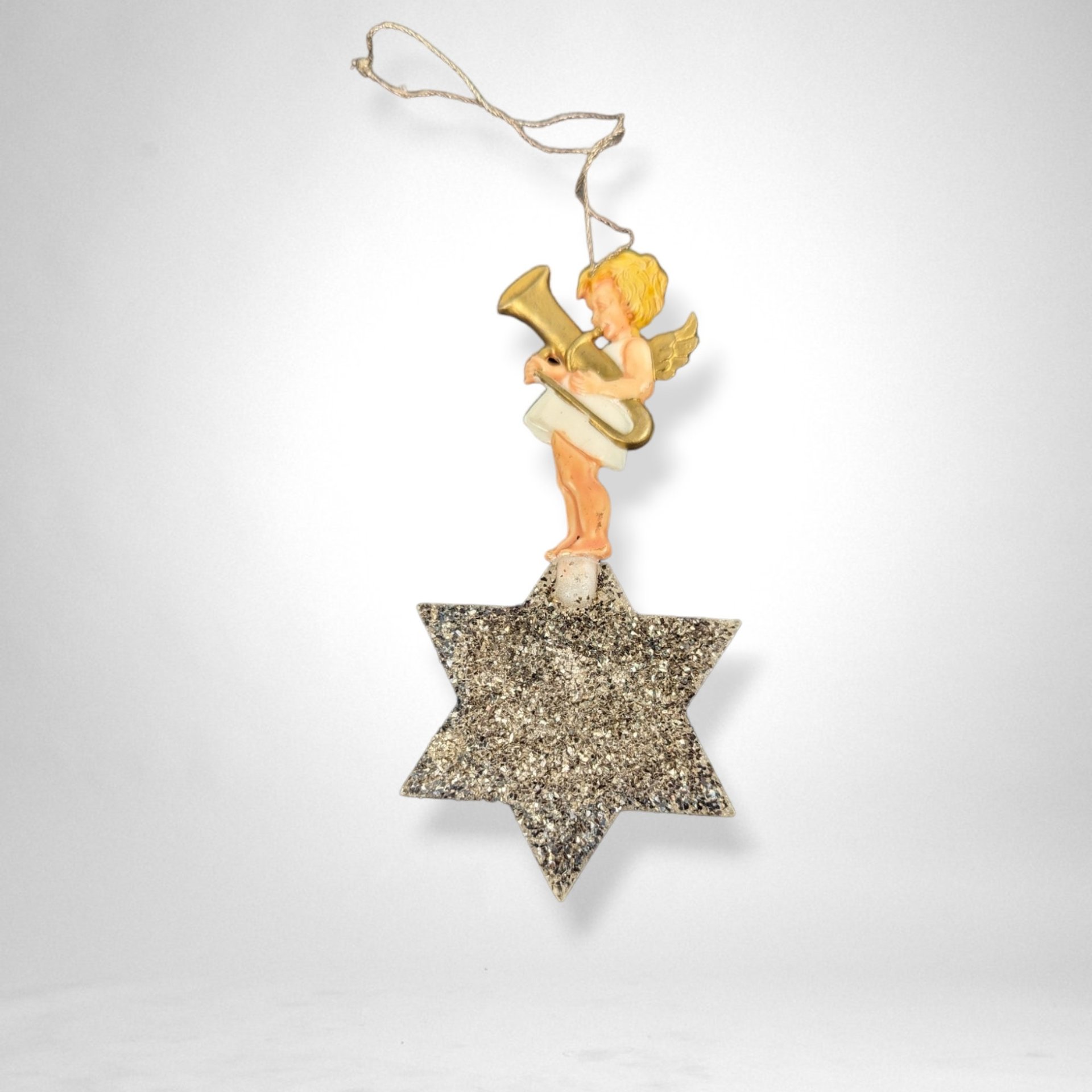 Set of 3 Vintage Angels Playing Instruments on Stars Ornaments – Heavenly Holiday Decor