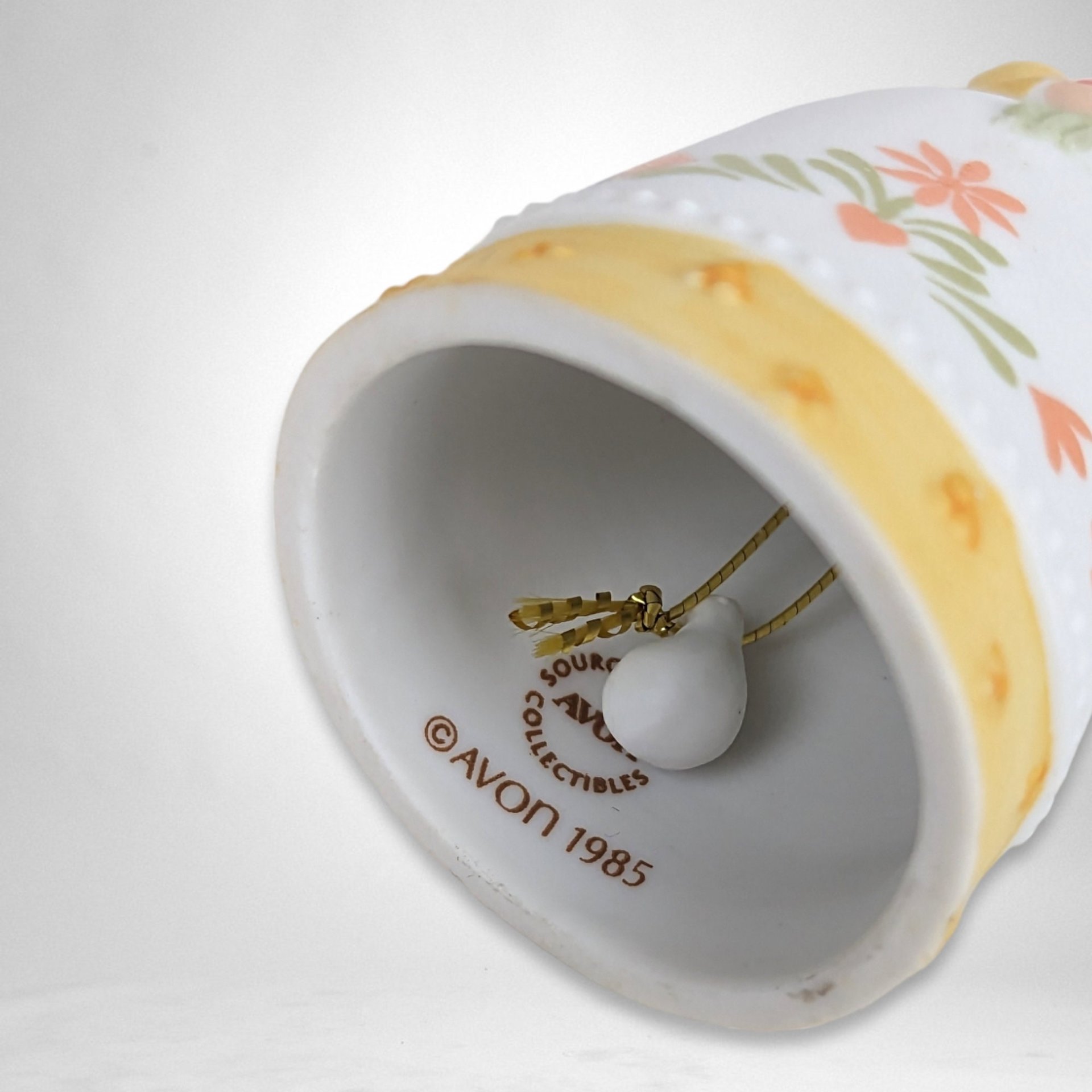 1985 Avon Bisque Woman Shaped Bell - Vintage Collectible Bell with Charm