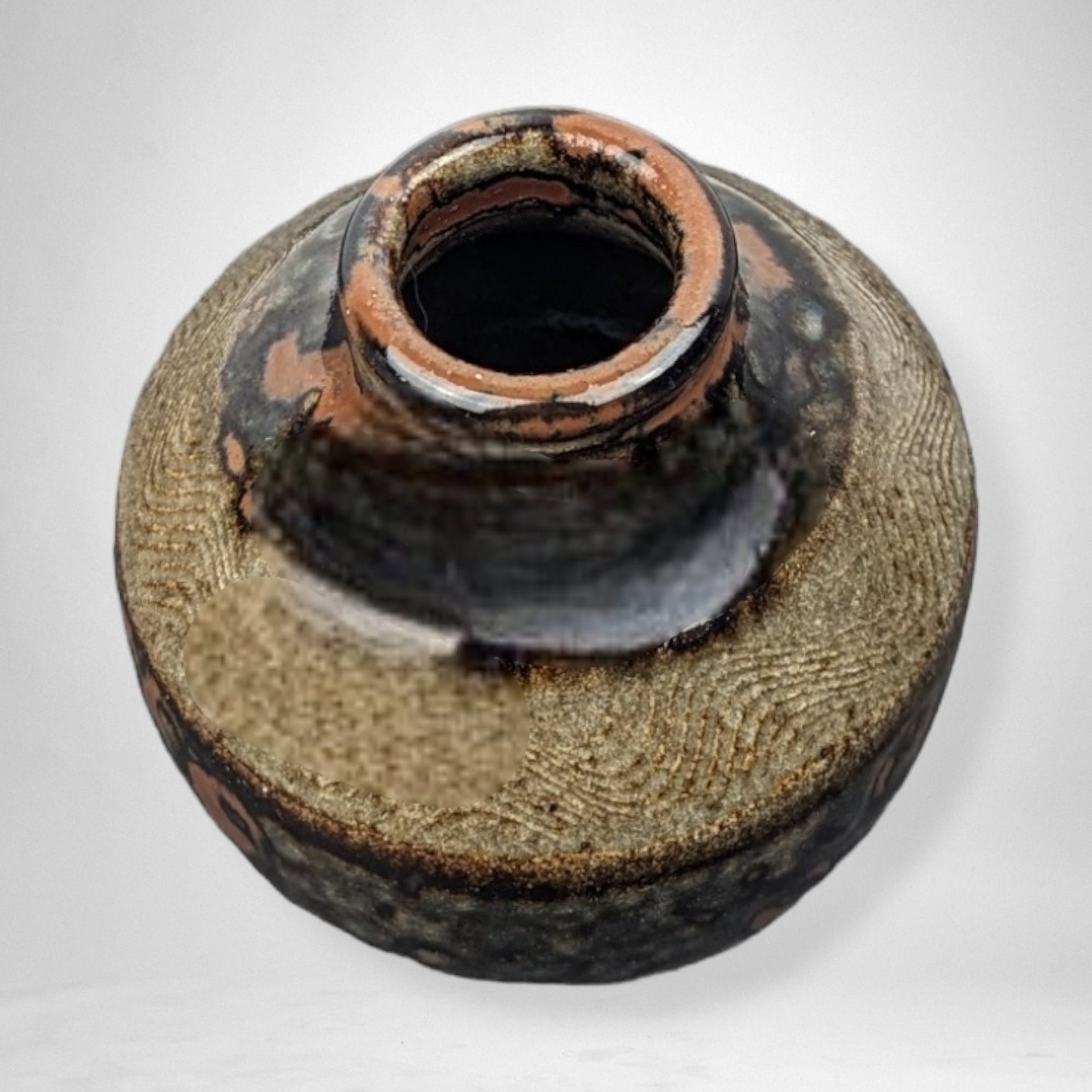 Brown Artisan Made and Signed Small Pottery Vase - Handcrafted Ceramic Décor