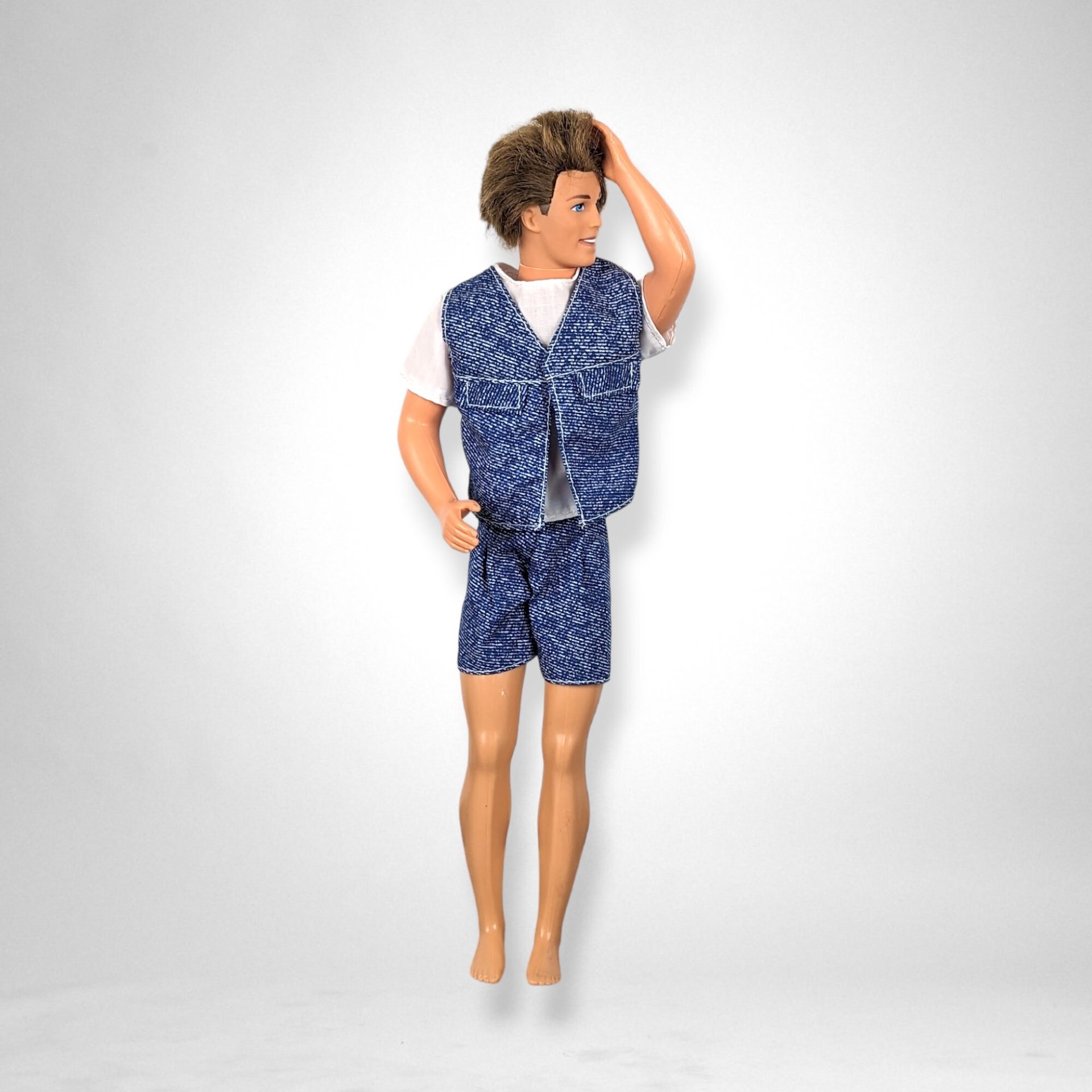 1968 Ken Doll with Brown Hair, Blue Eyes, Blue Shorts, and Movable Waist - Vintage Barbie Companion