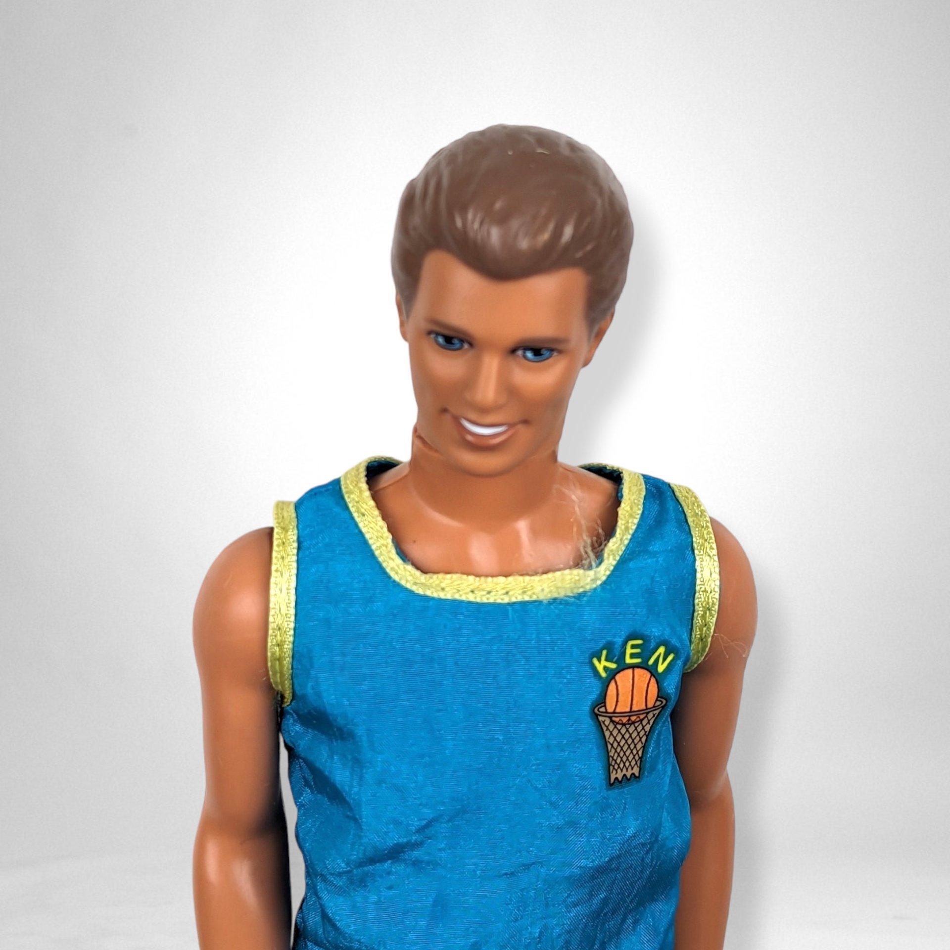 Vintage Ken Doll - Brown Hair, Blue Eyes, Turquoise Short Set (MISSING SHOES)