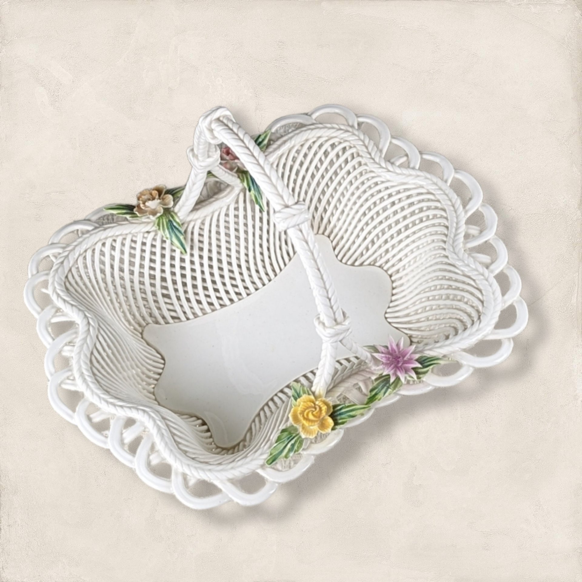 Ceramic Floral Basket - Handcrafted in Spain