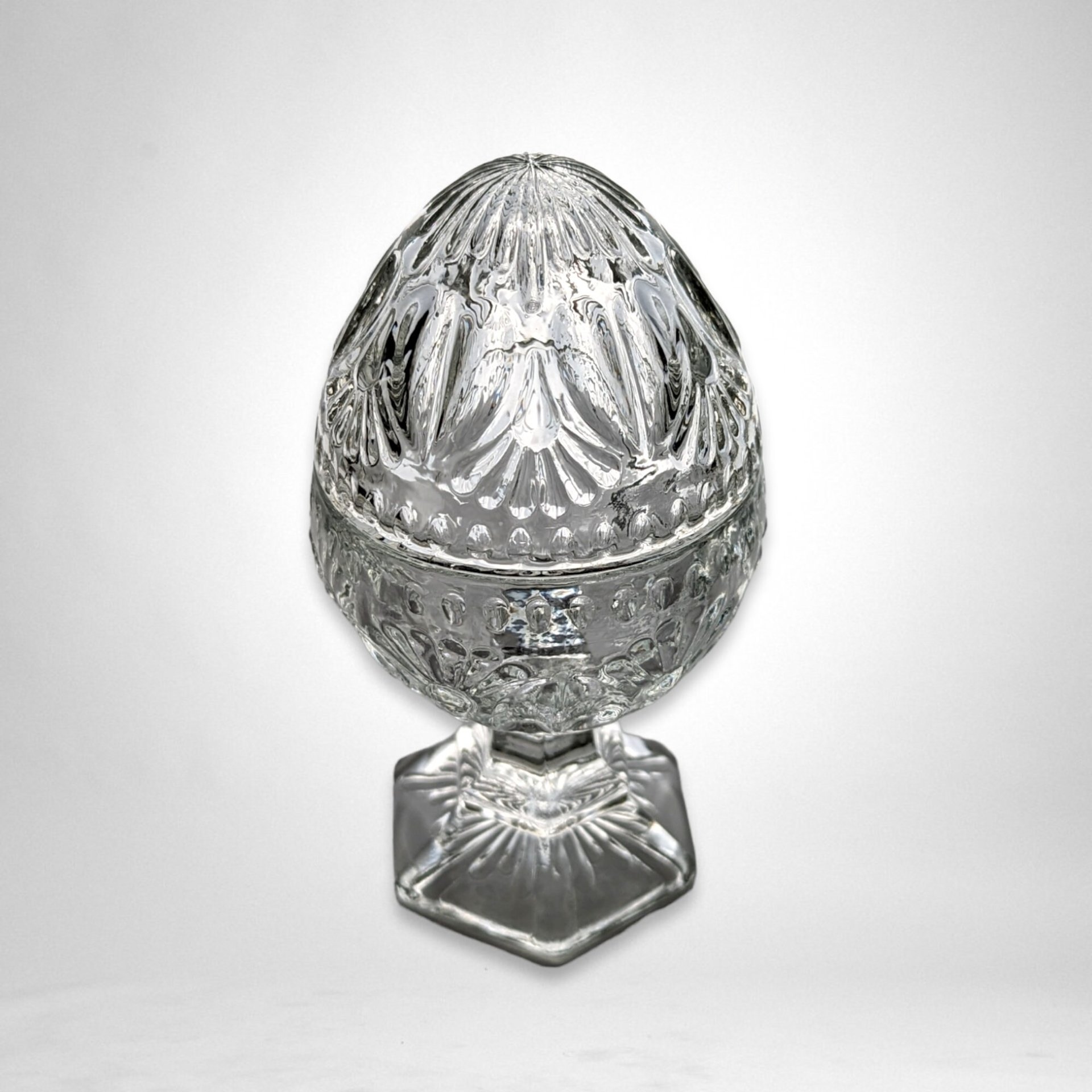 Avon Clear Glass Egg-Shaped Trinket Bowl
