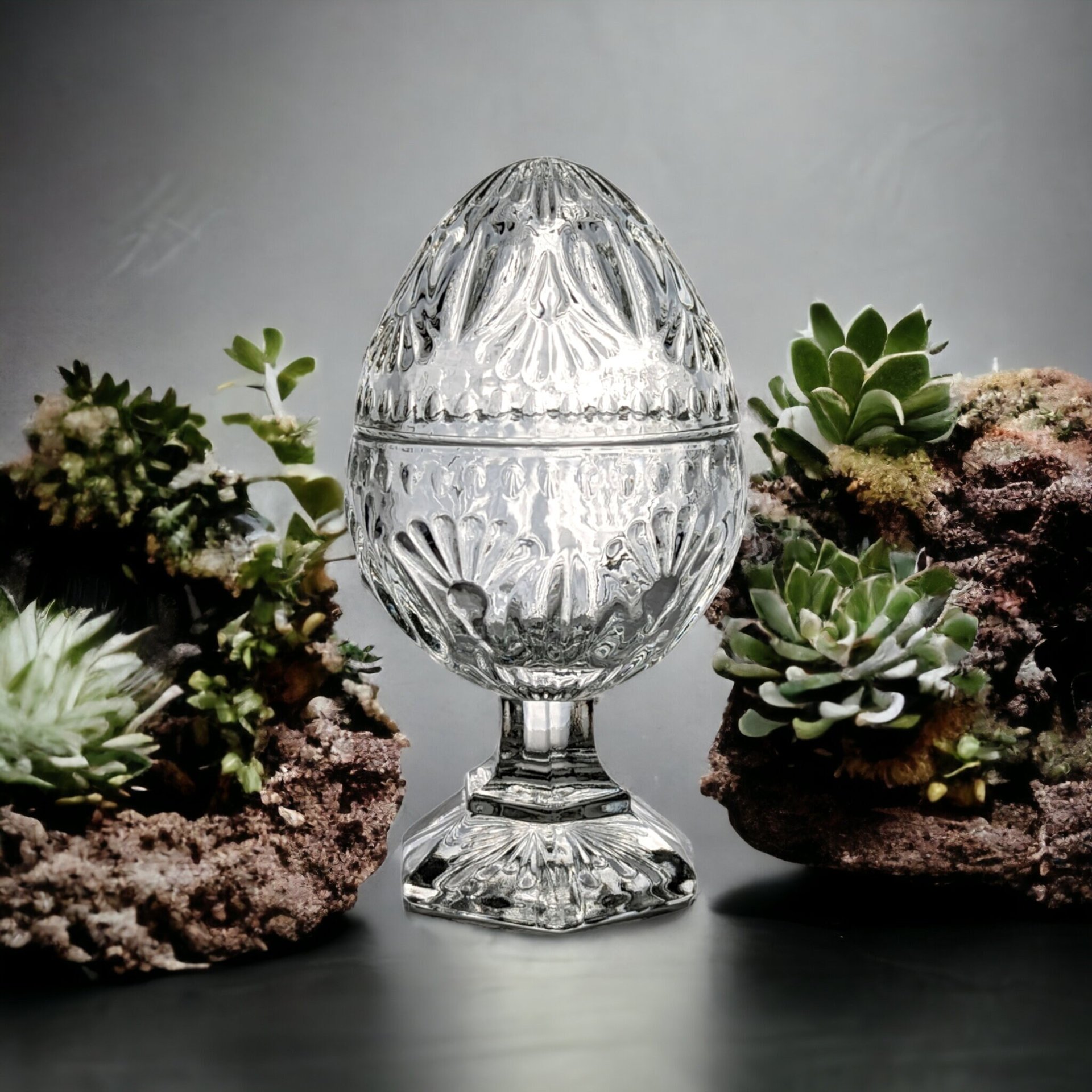 Avon Clear Glass Egg-Shaped Trinket Bowl