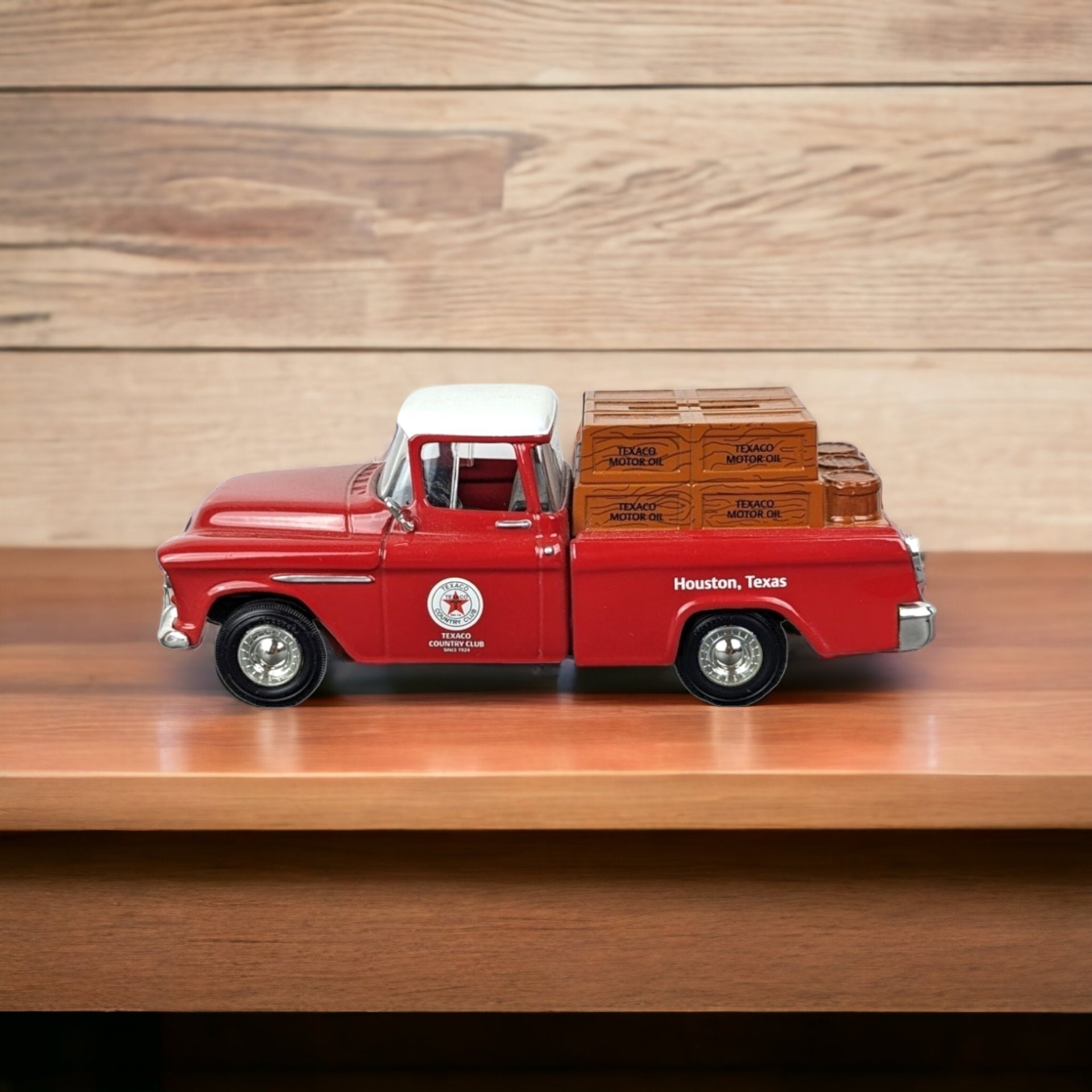 2001 ERTL Racing Replica 1955 Chevy Cameo Pick Up Texaco Country Club Die Cast Metal Bank: Vintage Collectible Excellence