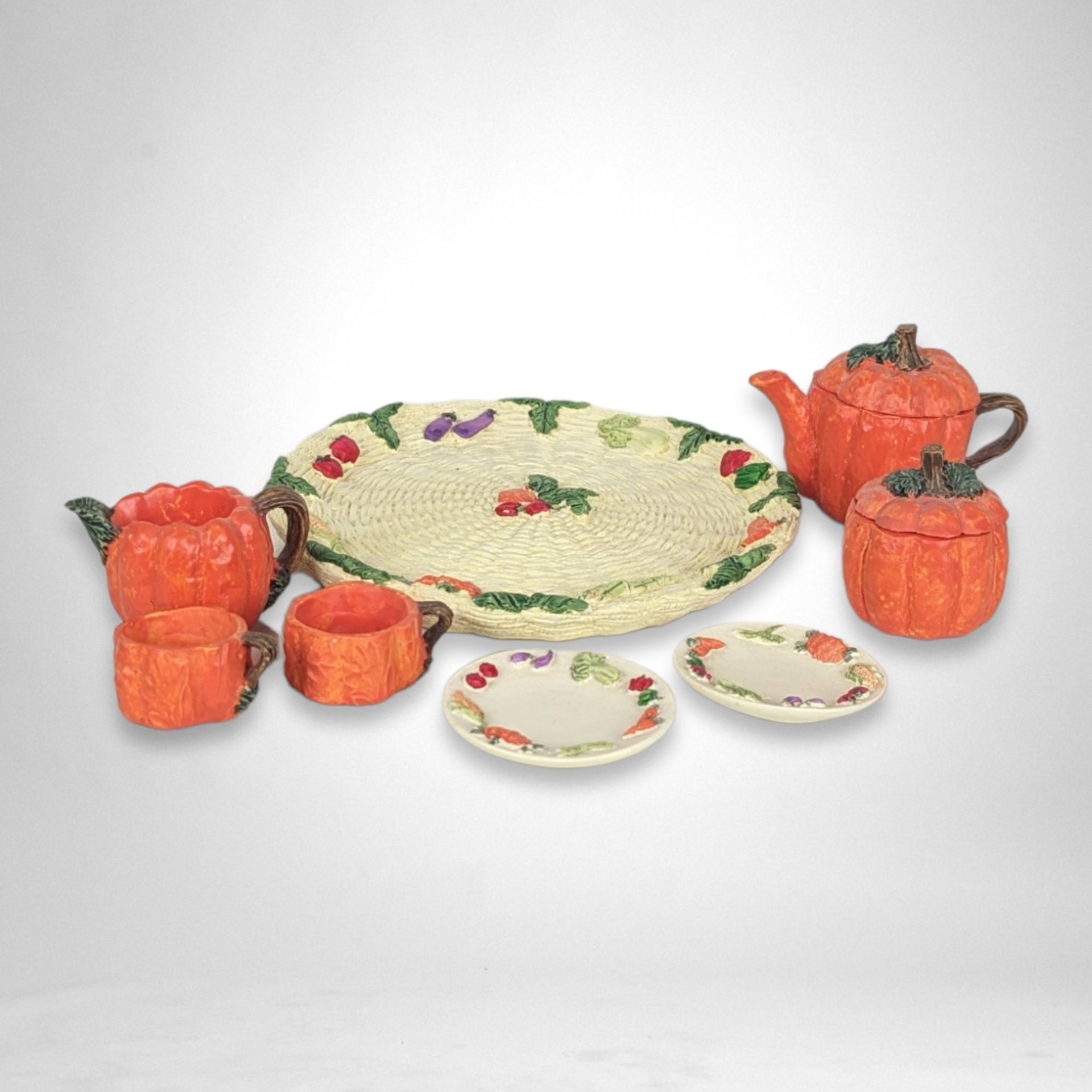 1995 Popular Imports Miniature Pumpkin Tea Set: Charming Collectible