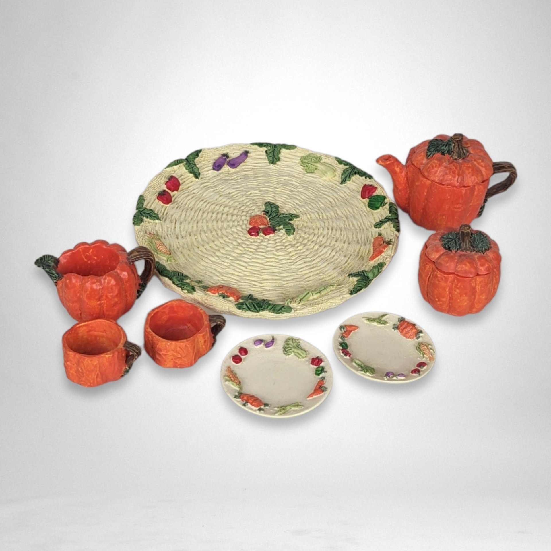 1995 Popular Imports Miniature Pumpkin Tea Set: Charming Collectible