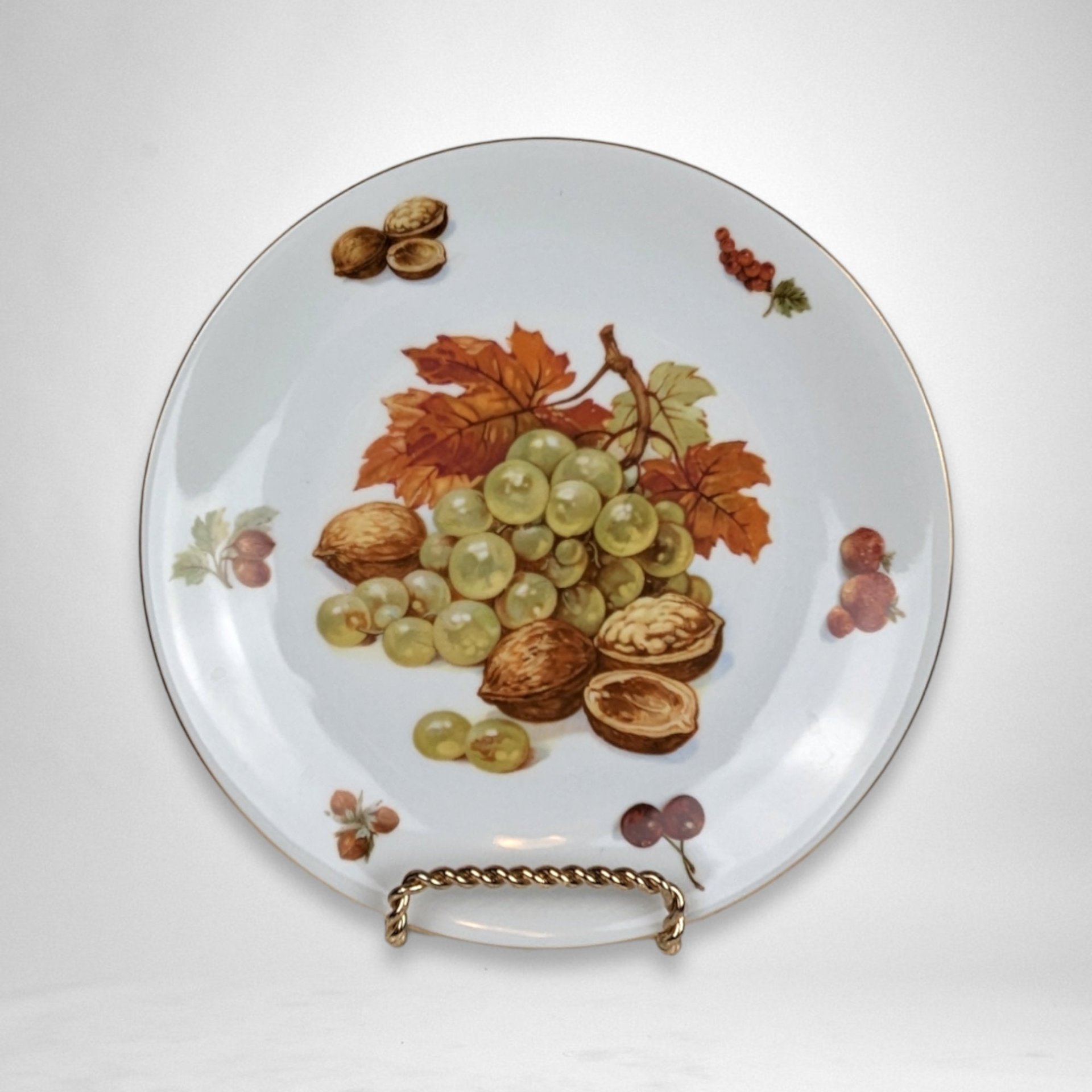 Seltmann Weiden Bavaria Plate with Nuts and Grapes: Vintage Decorative Dish
