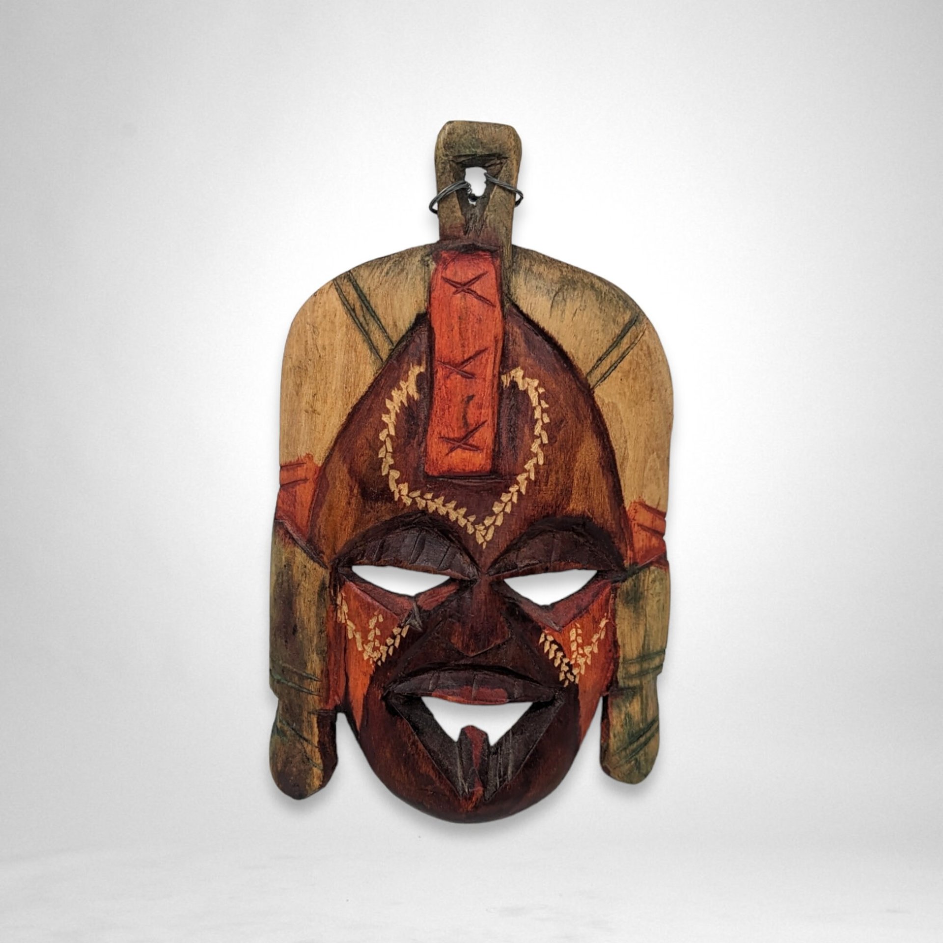 Hand-Carved Wooden Tribal Mask - Kenyan Wall Art Masterpiece