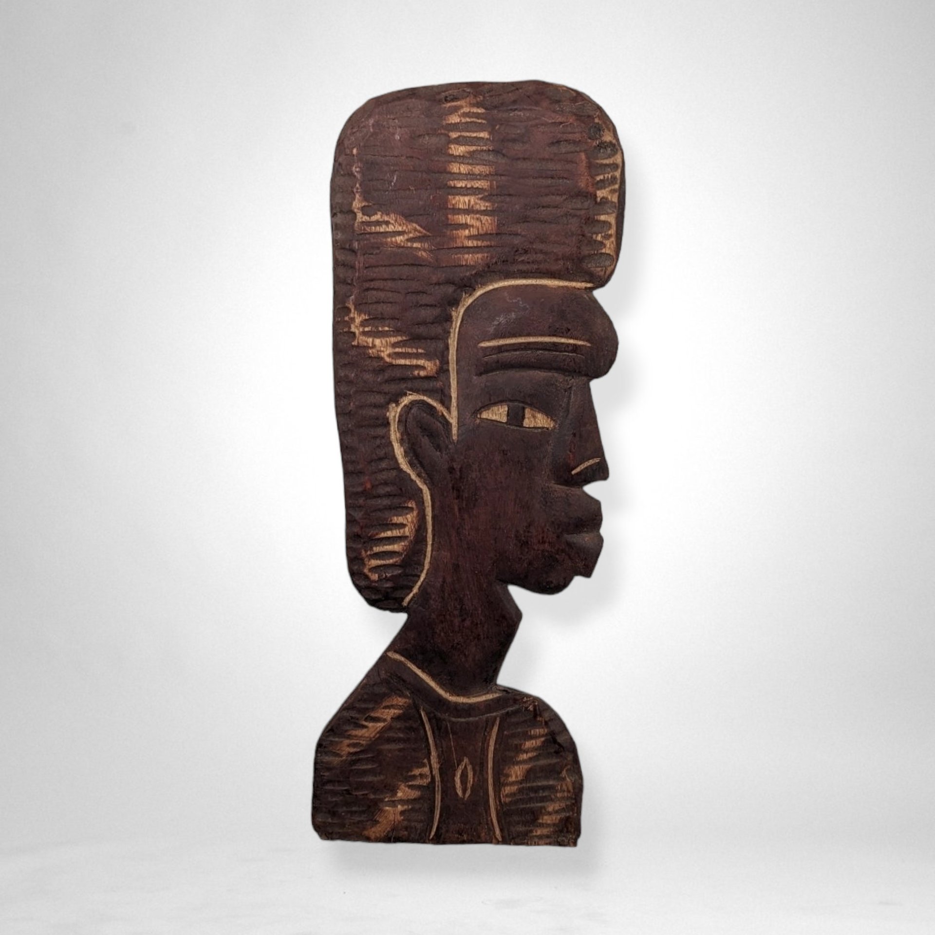 Pair of African Wooden Head Wall Decor