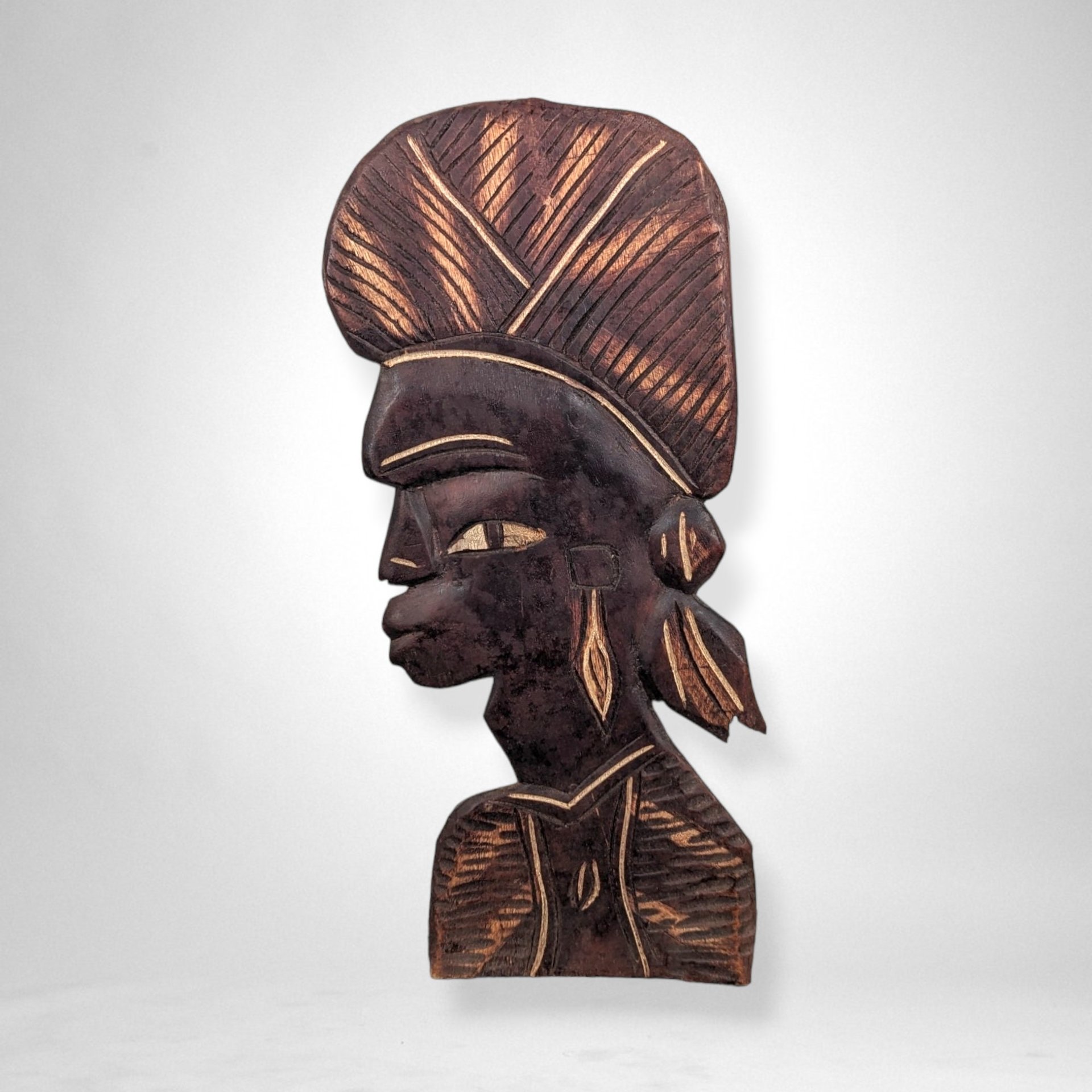 Pair of African Wooden Head Wall Decor