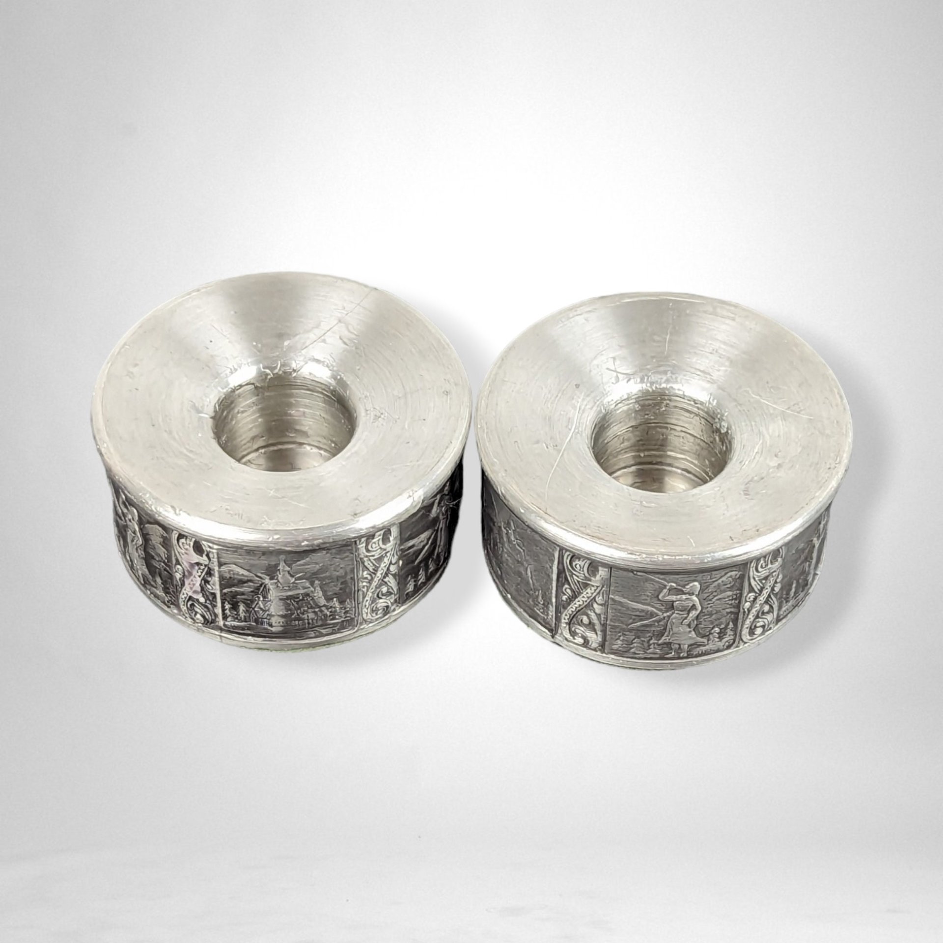 Elegant Pair of KYRR Norsk Pewter Taper Candle Holders