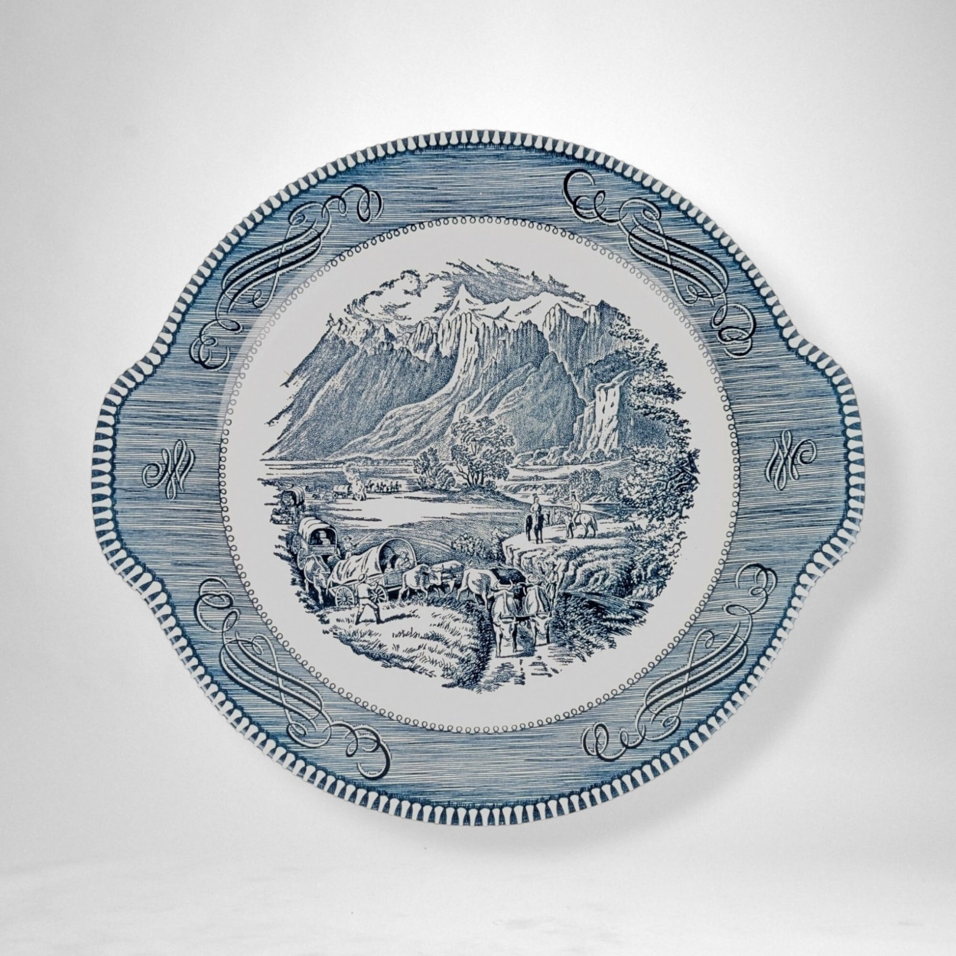 Royal China Currier and Ives Cake Plate: Vintage Tableware