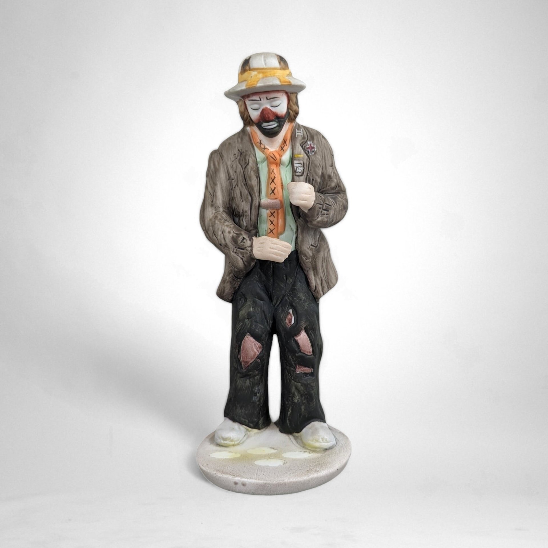 Vintage Emmett Kelly 8" Hobo Clown Sweeping Figurine (Missing Broom): Collectible Circus Art