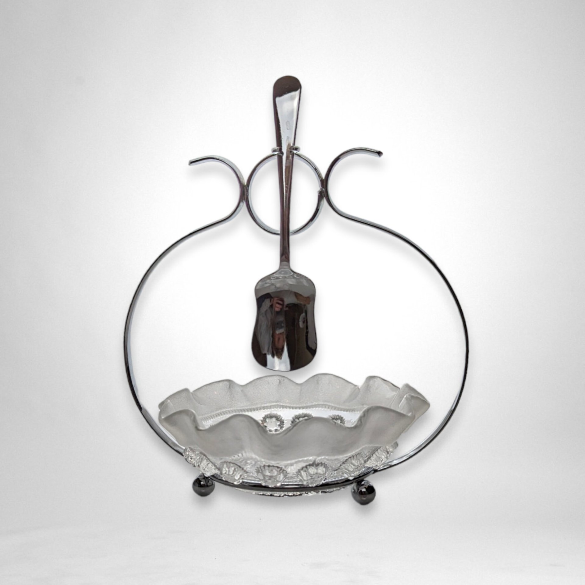 Vintage Glass Jam Dish and Spoon Set - Classic Breakfast Nostalgia