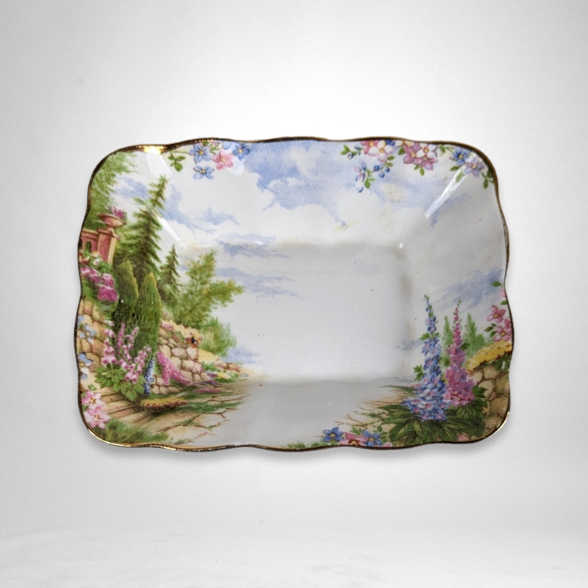 Royal Albert Kentish Rockery 5" Rectangular Sweet Meat/Trinket Dish: English Garden Elegance