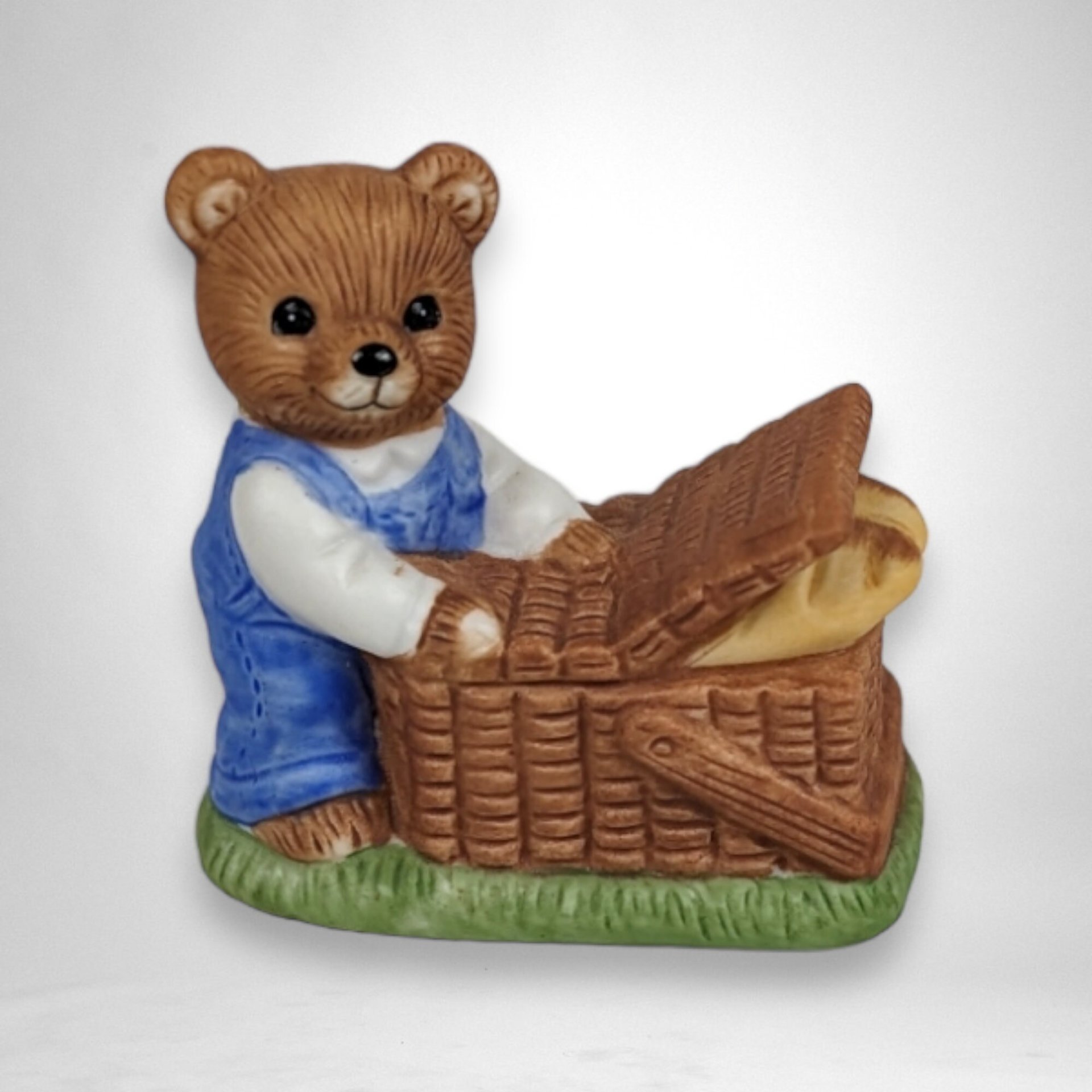 Set of 2 Homco Teddy Bear Picnic Ceramic Figurines 1462