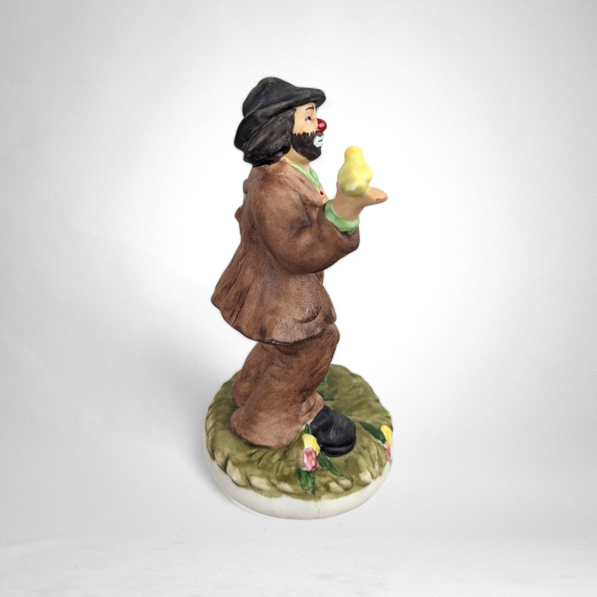 Vintage Flambro Emmett Kelly Jr. Ceramic Hobo Clown with Bird Collectible Figurine