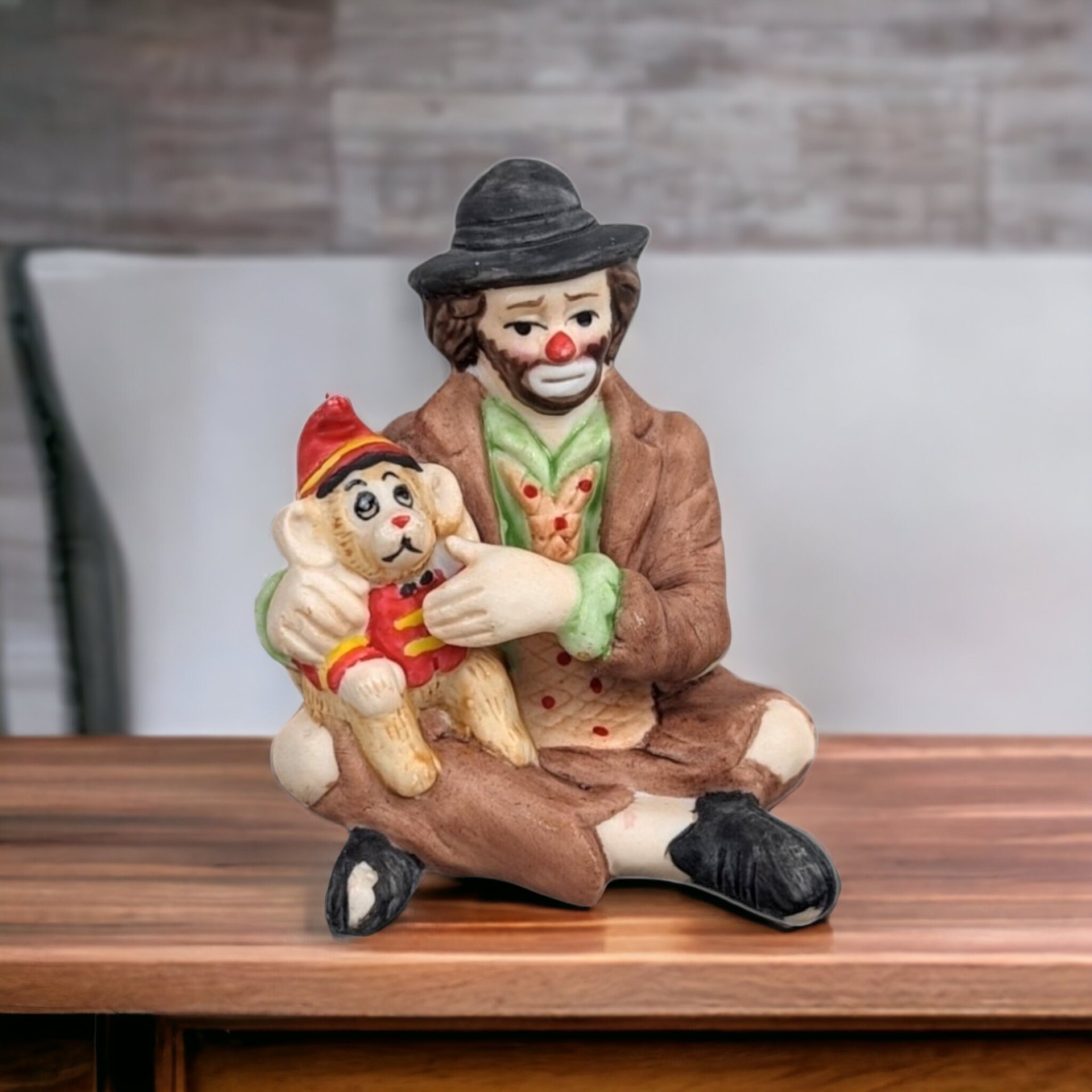Vintage Emmett Kelly Jr. Clown with Monkey Collectible Figurine