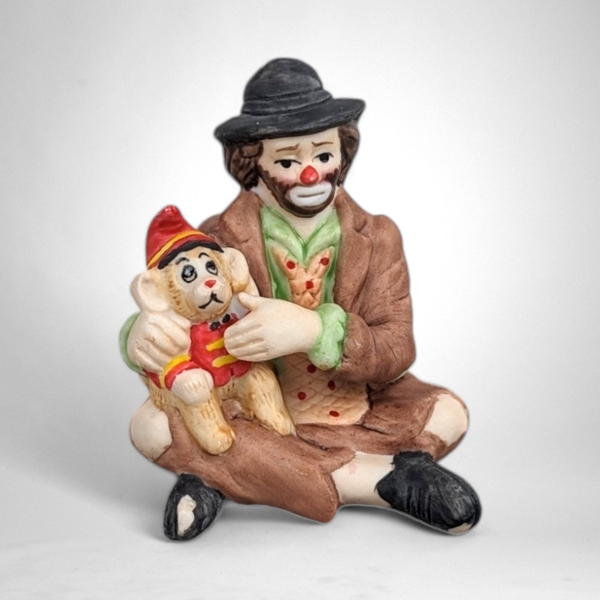 Vintage Emmett Kelly Jr. Clown with Monkey Collectible Figurine