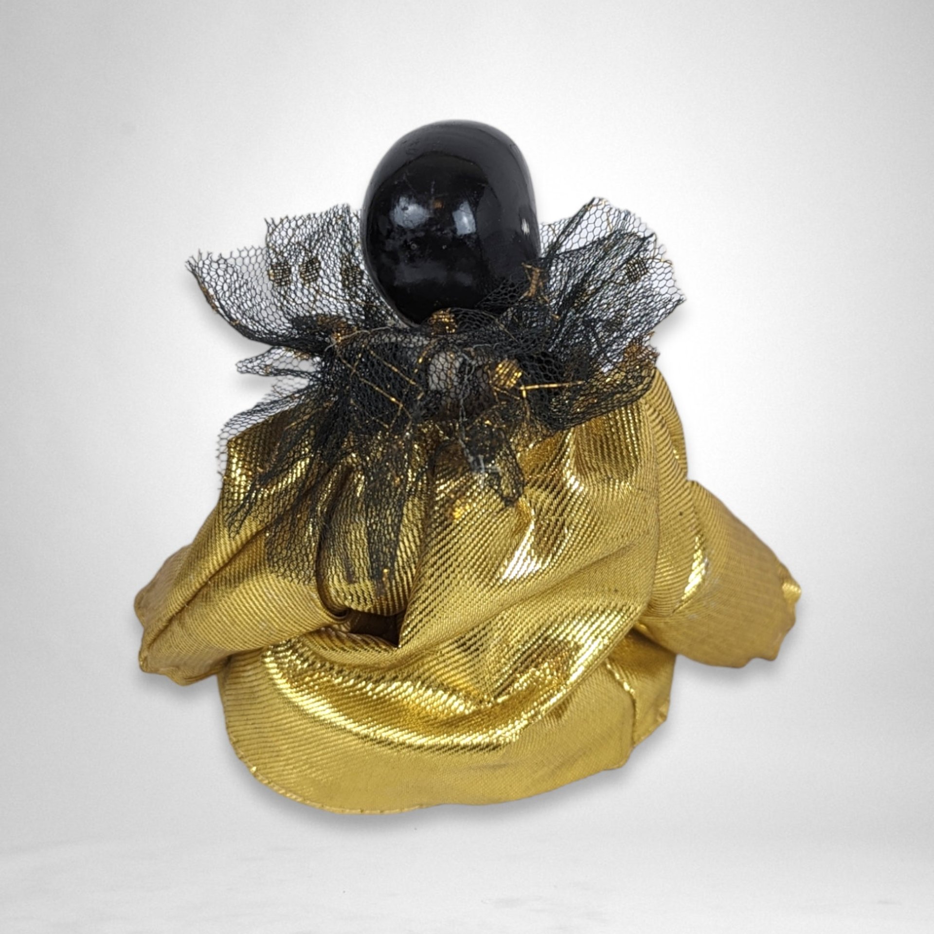 Porcelain Gold Glamour Harlequin Doll: A Touch of Elegance and Mystery