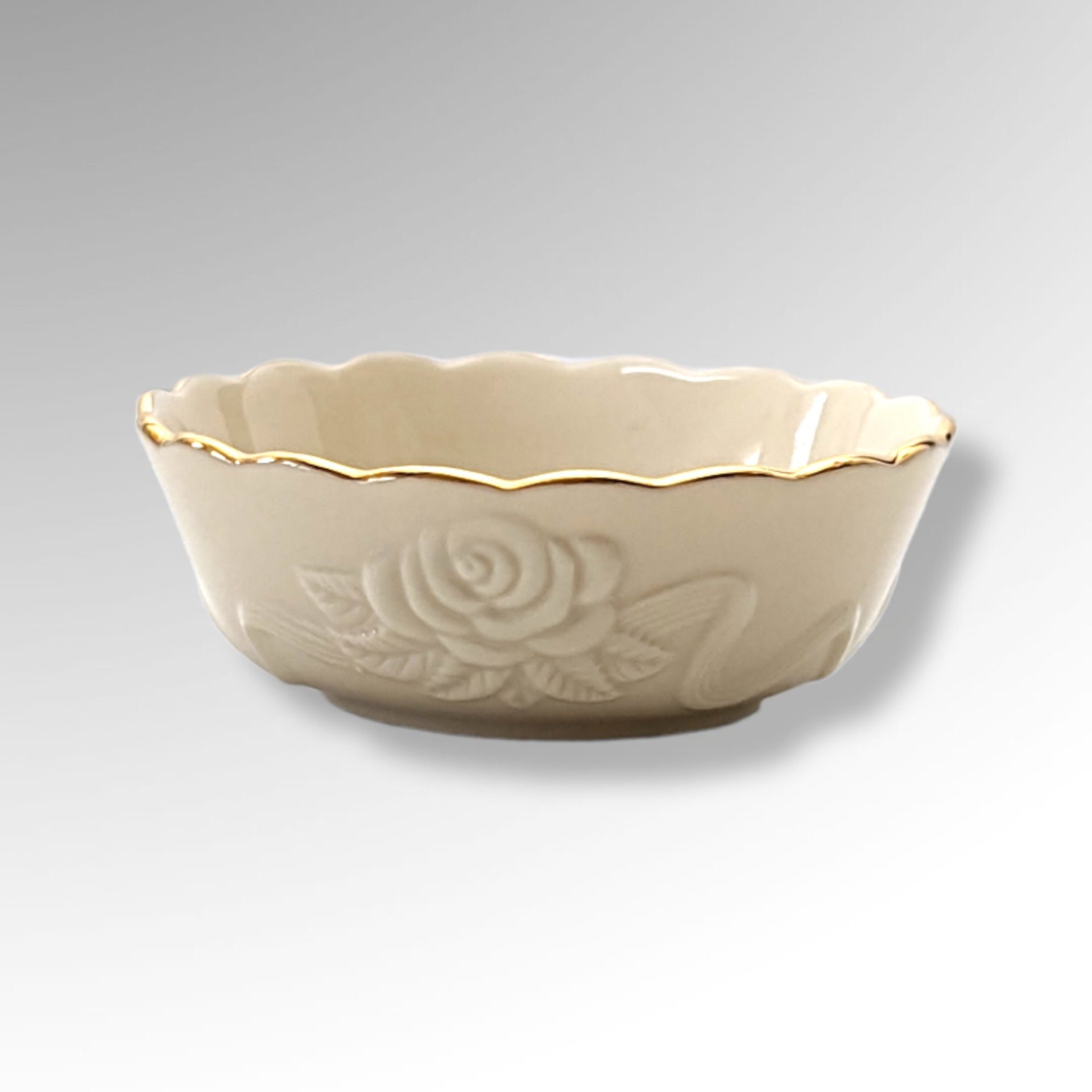 Set of 4 Lenox 4" Rosebud Cream All-Purpose Bowls: Elegant Dining Essentials