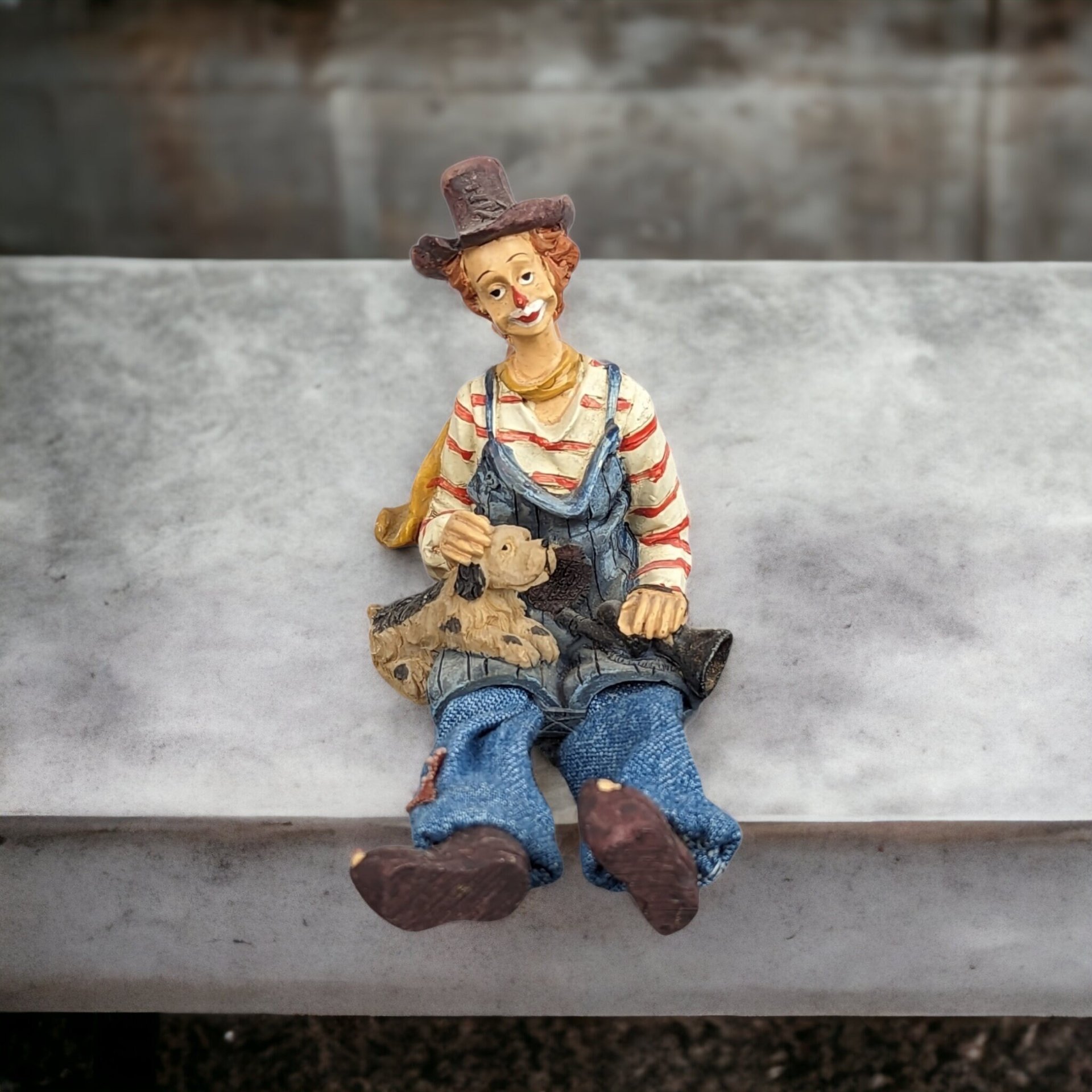 Vintage Clown and His Loyal Dog Small Shelf Sitter Decor