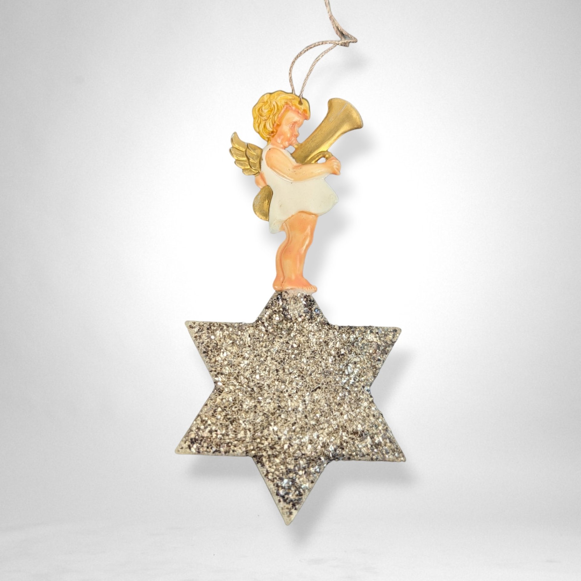 Set of 3 Vintage Angels Playing Instruments on Stars Ornaments – Heavenly Holiday Decor