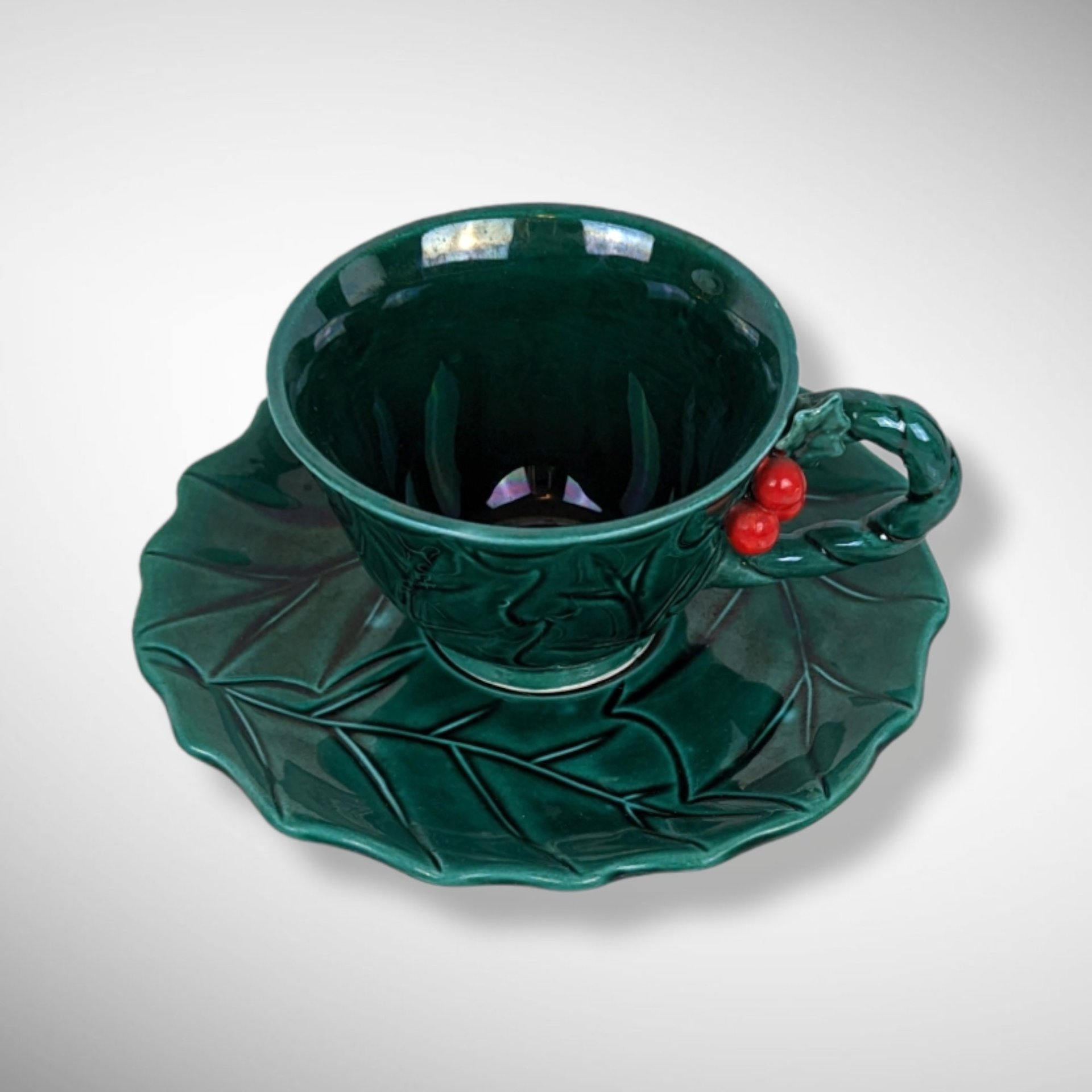 Timeless Elegance: Vintage Lefton Holly Cup and Saucer 2047