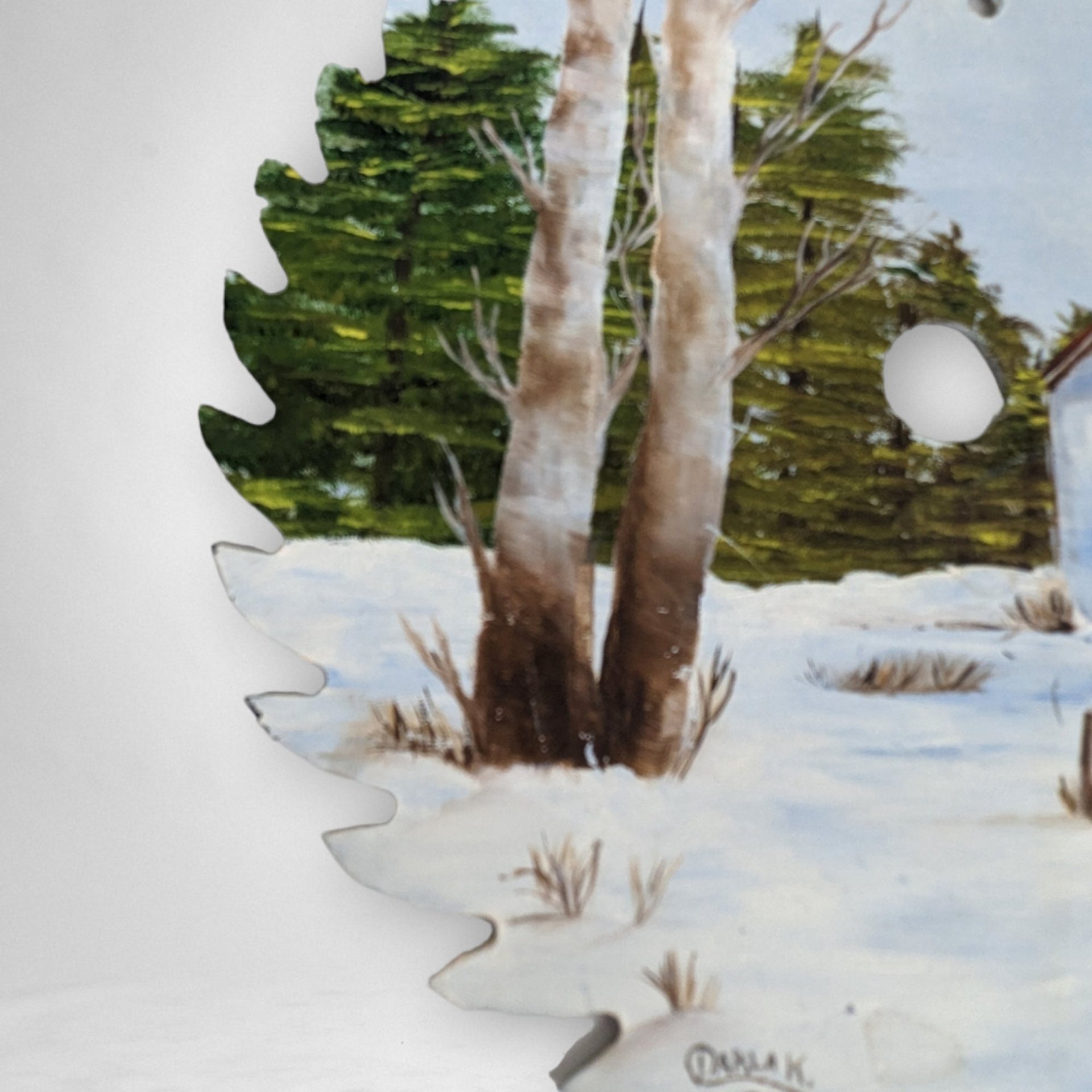 Vintage Hand-Painted Church Scene on Saw Blade, Signed Artwork