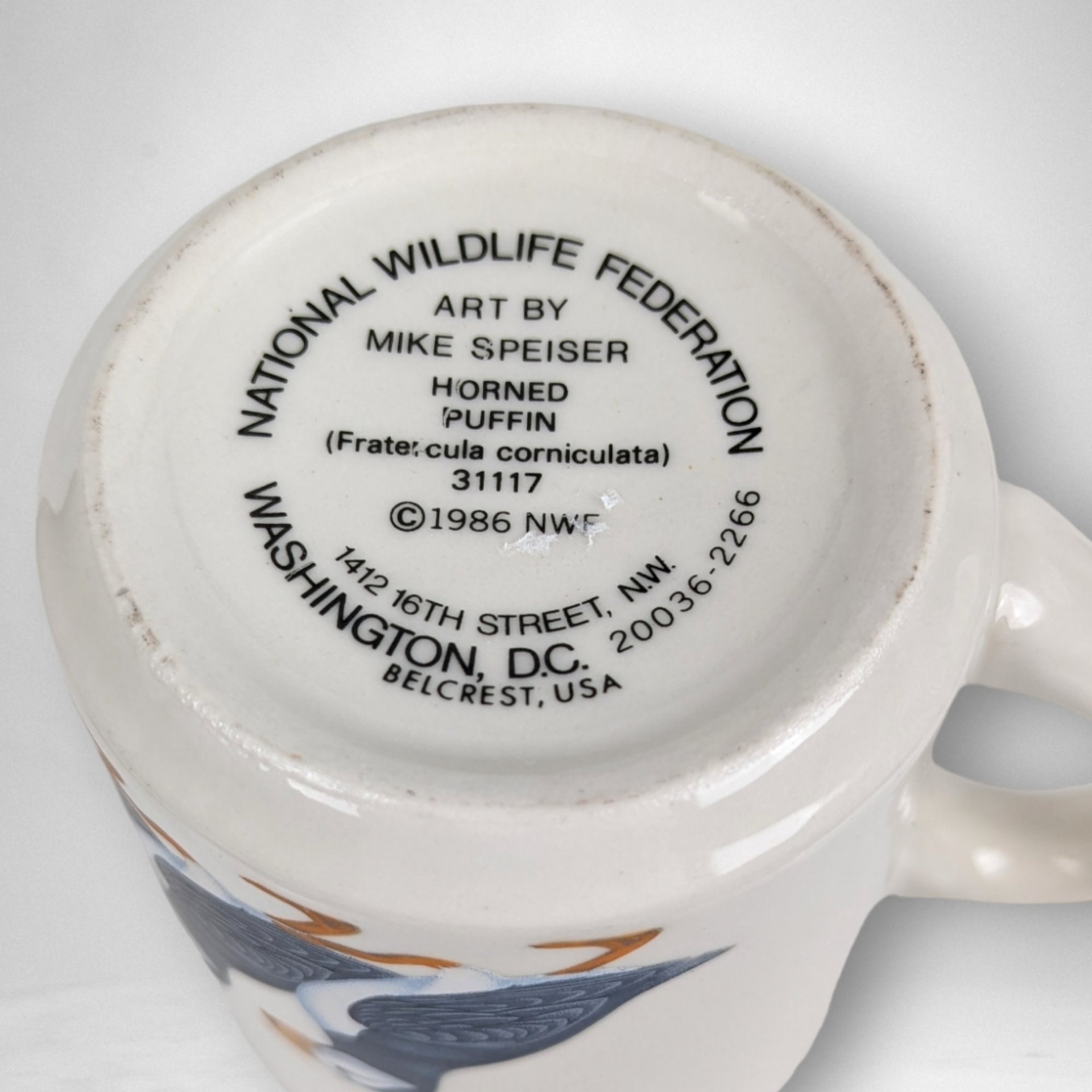 1986 National Wildlife Horned Puffin Mug - Vintage Bird Collector's Cup