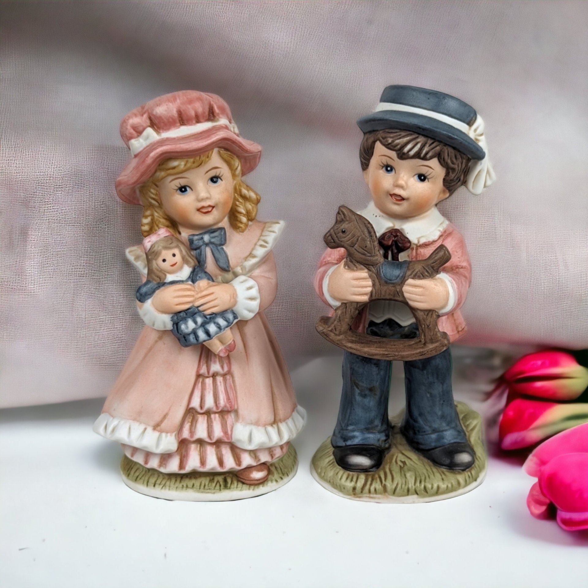 Homco Boy and Girl Couple Ceramic Figurines 1419