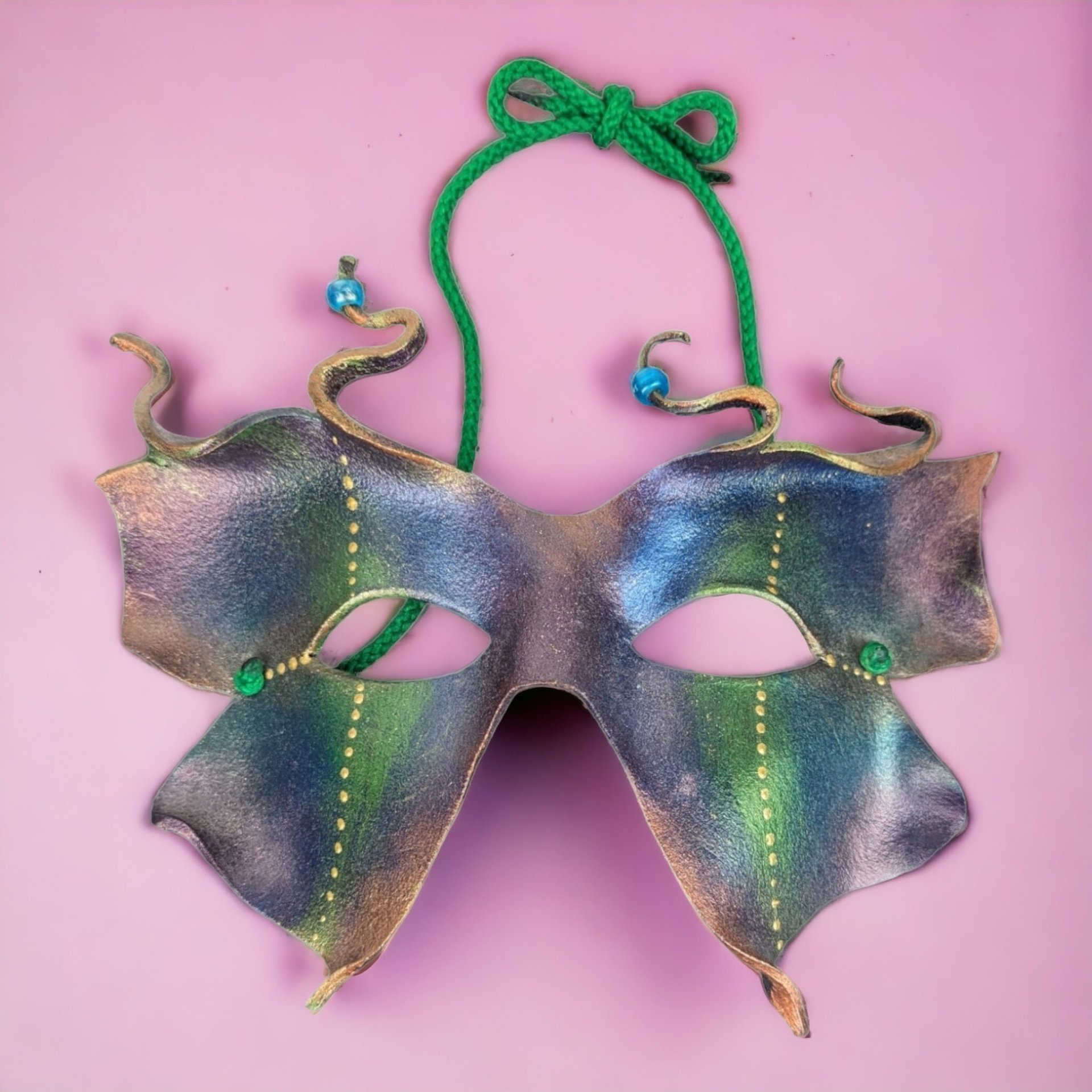 Enchanting Handmade Fairy Leather Mask: Mystical Elegance for Masquerades