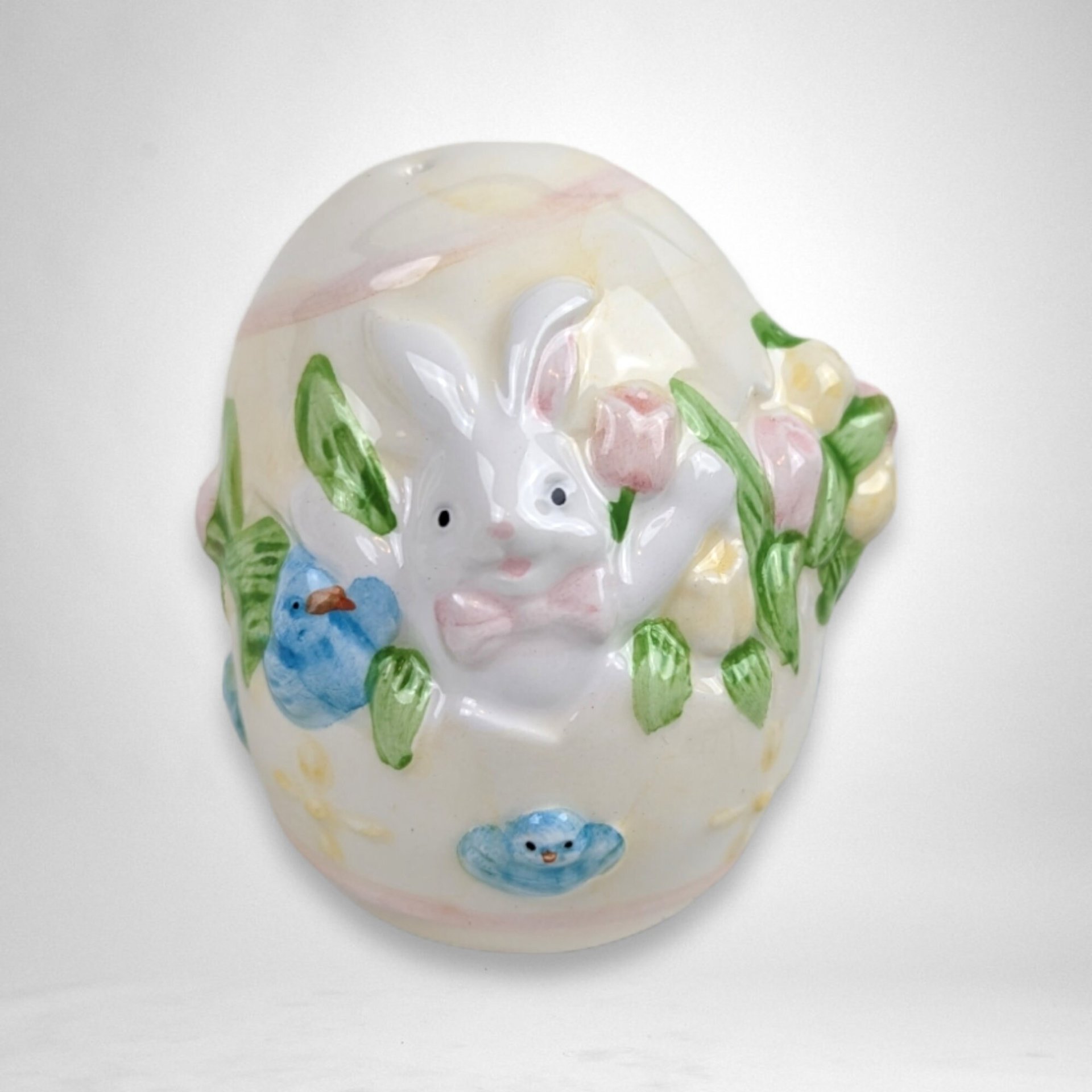 Vintage Ceramic Easter Bunny Egg Salt and Pepper Shakers