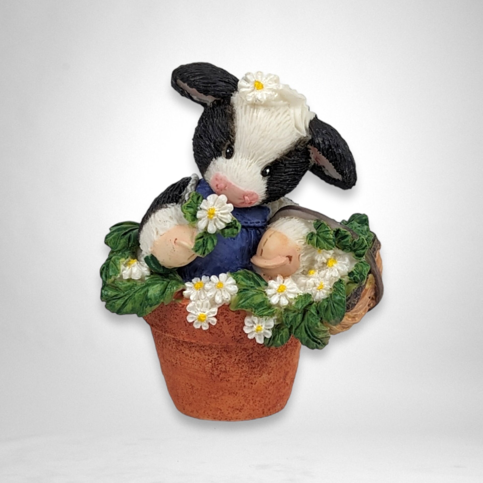 1996 Mary Moo Moos 'I Pick Moo' Cow Figurine - Whimsical Collectible Cow Decor