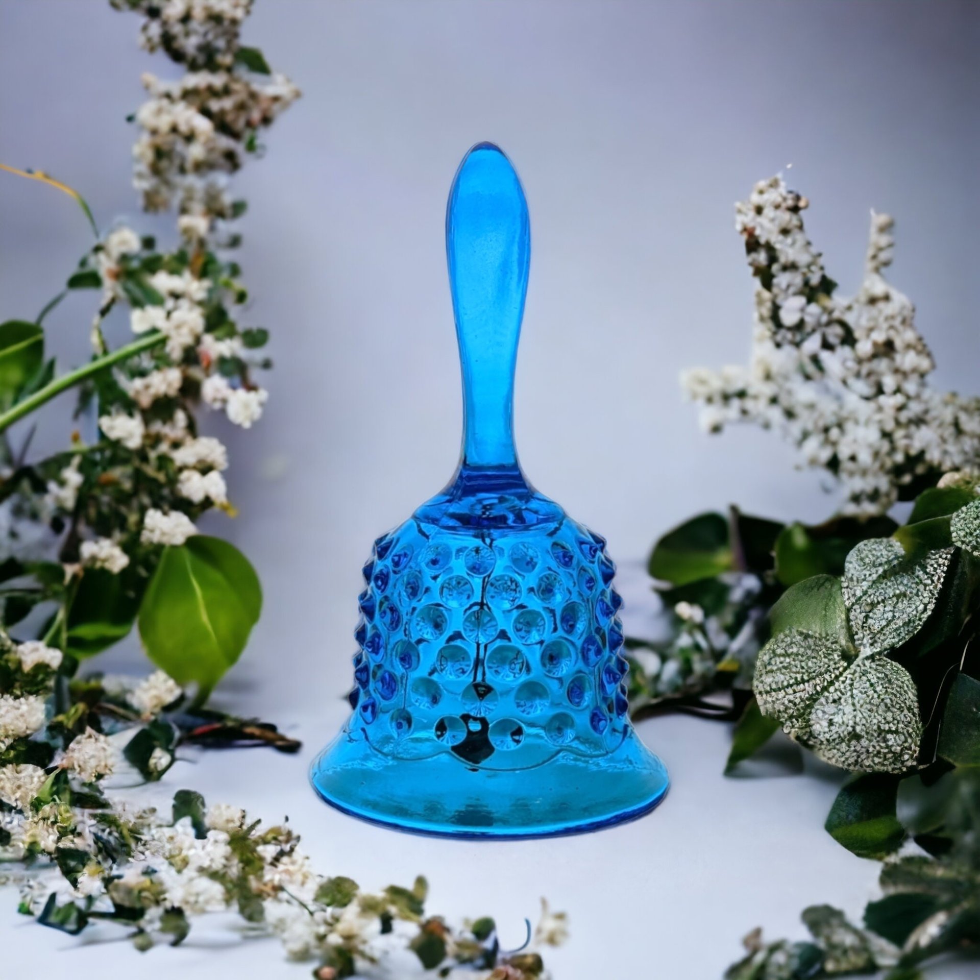 Vintage Fenton Colonial Blue Hobnail Glass Bell - Classic Collectible Glassware