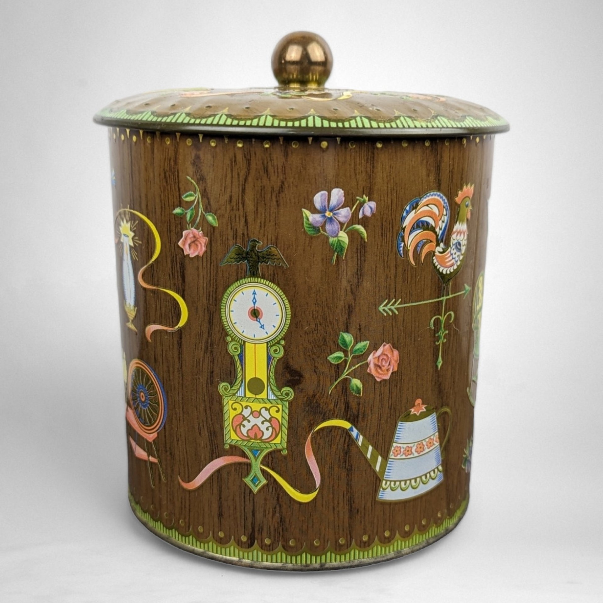 Vintage Daher Tin Canister with Antique Imagery