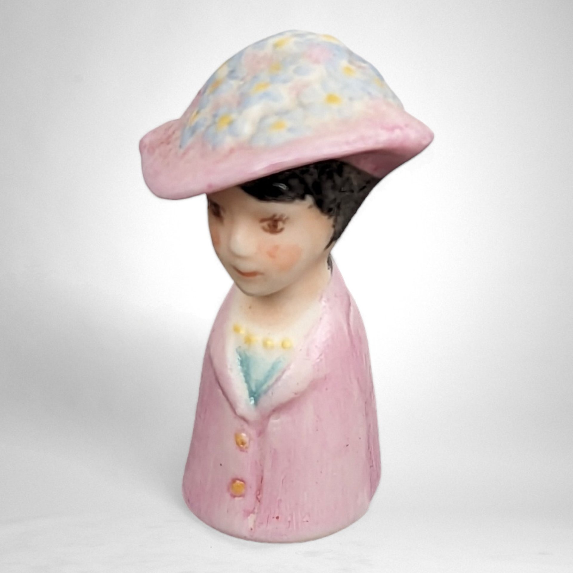 Set of 4 Ceramic Lady Head Thimble Figurines: Delicate Collectibles