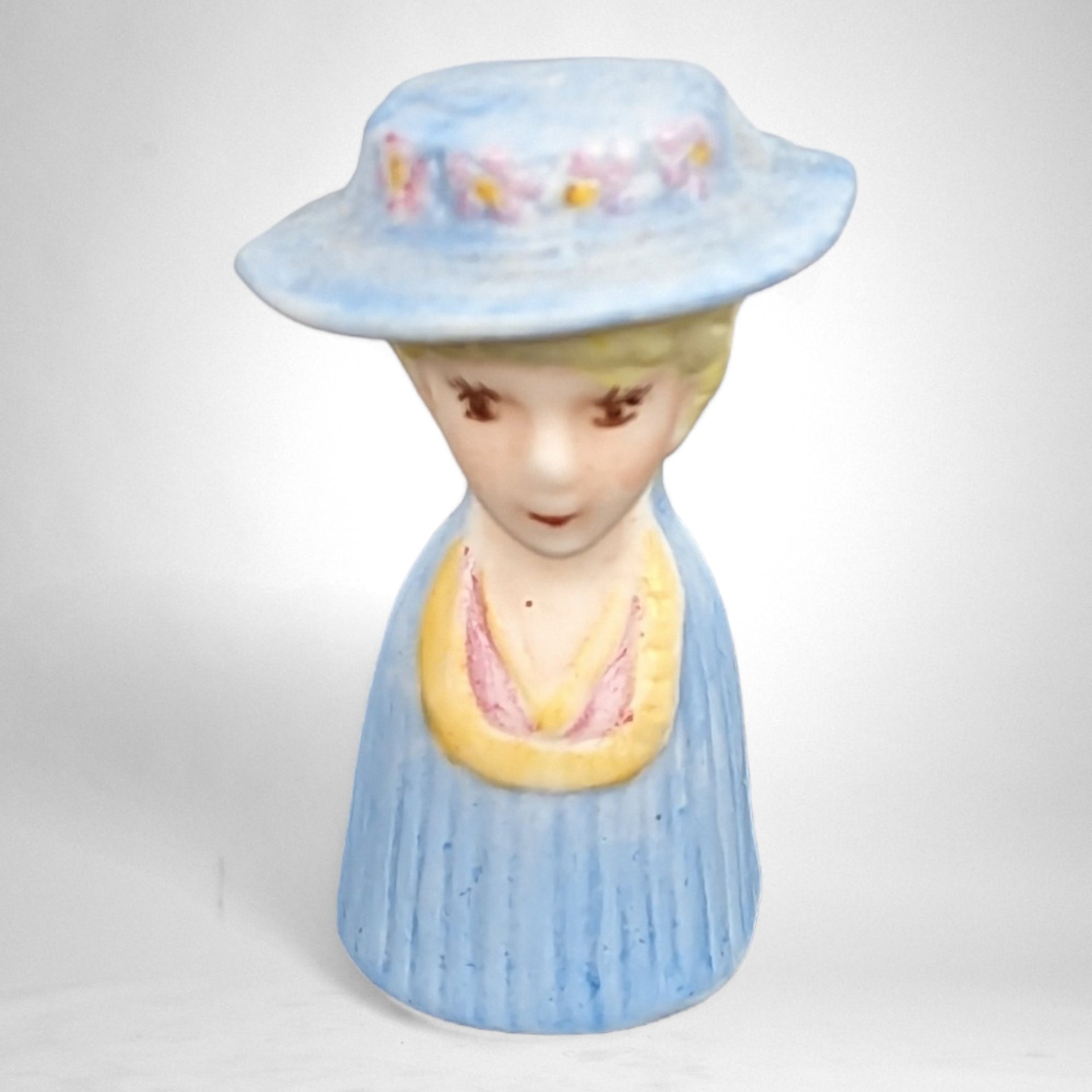 Set of 4 Ceramic Lady Head Thimble Figurines: Delicate Collectibles