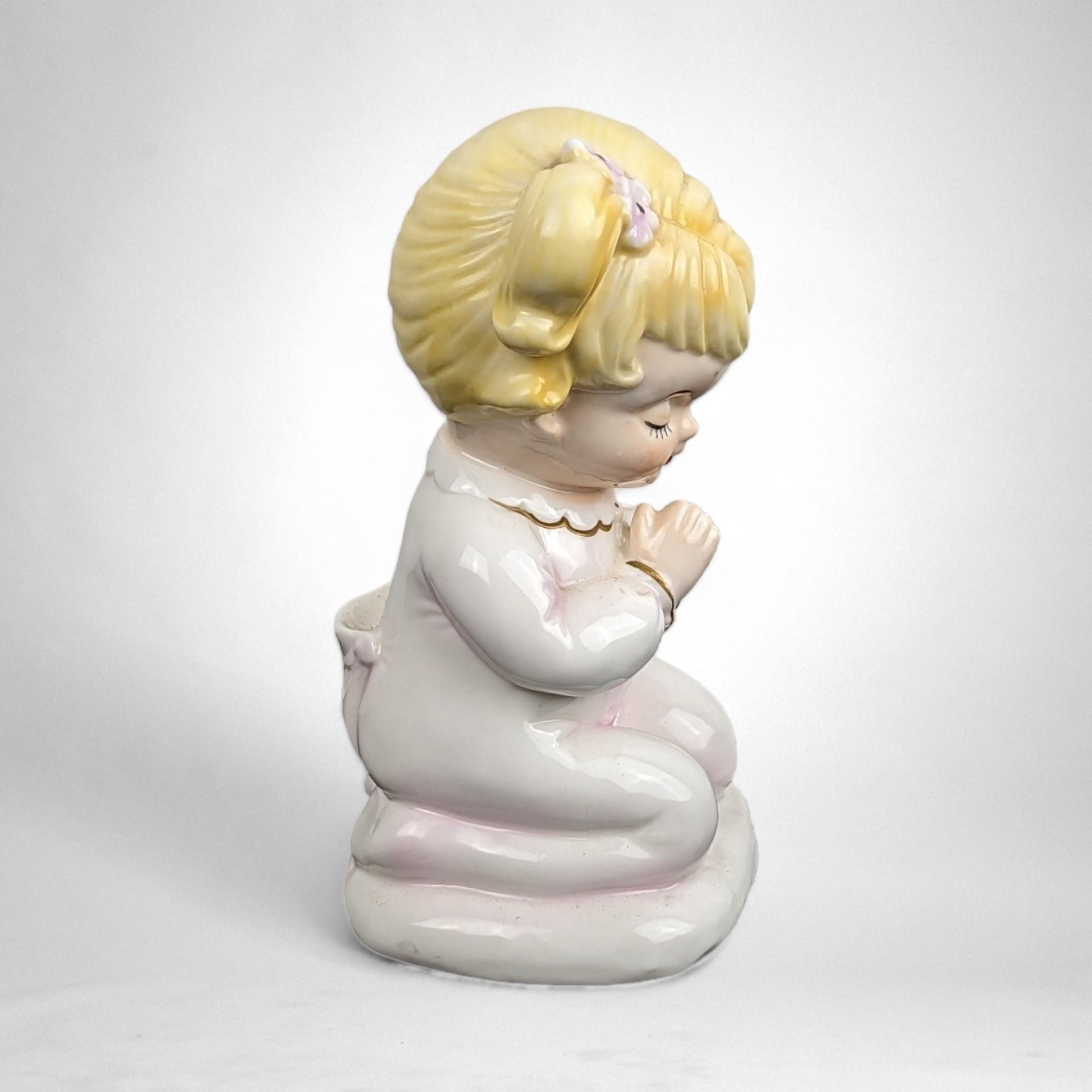 Vintage 1985 Lefton Porcelain Girl Praying Night Light 04860